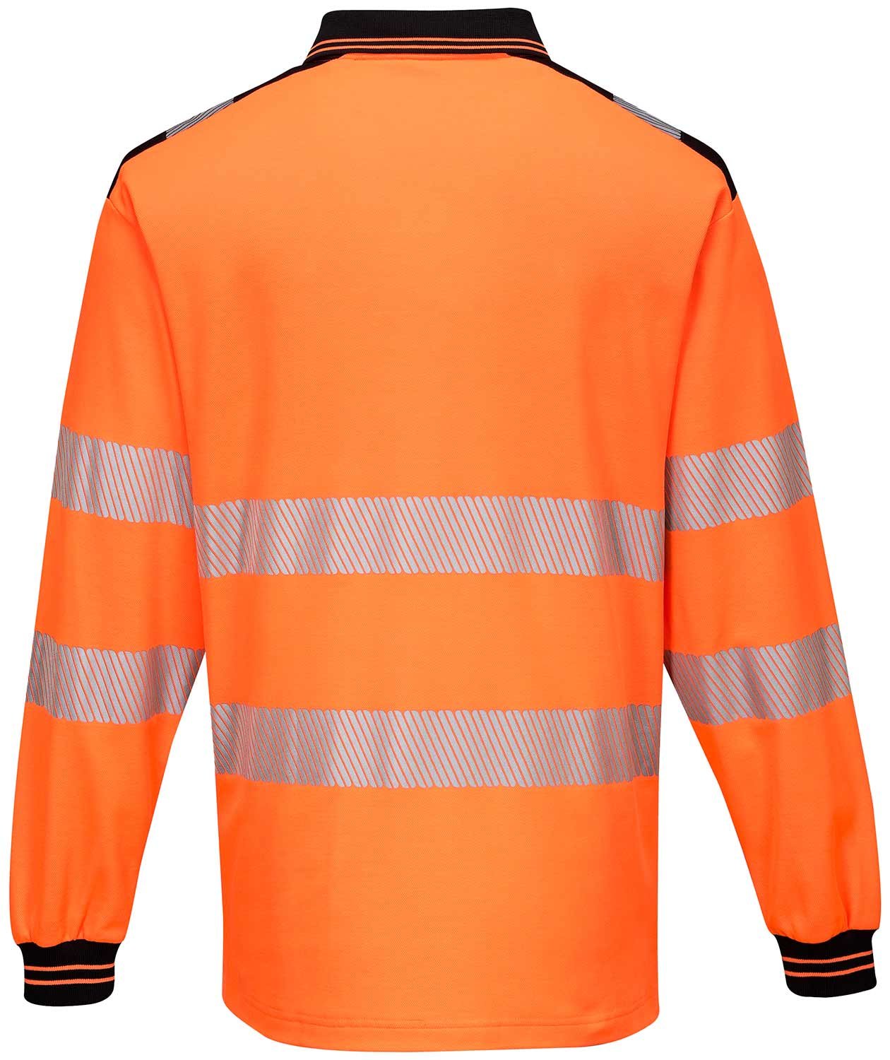 Portwest longsleeved polo shirt, Hi-Vis Orange/Black, large image number 1