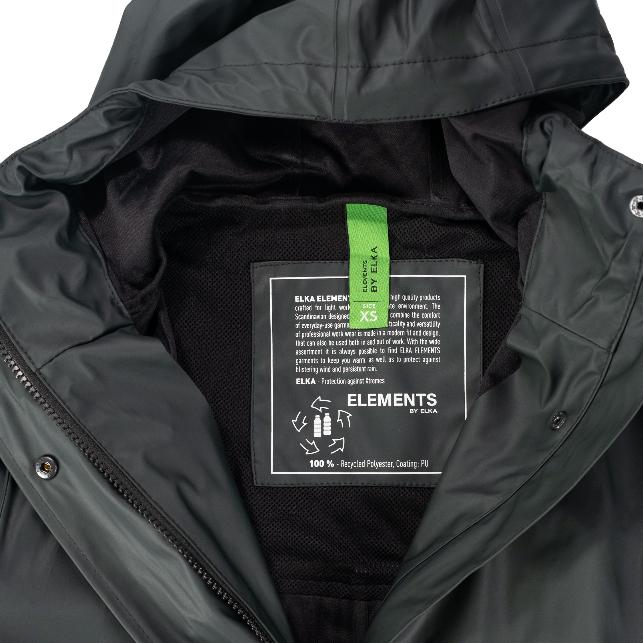 ELKA Recycled PU dame regnfrakk, M&oslash;rk salamander, large image number 4