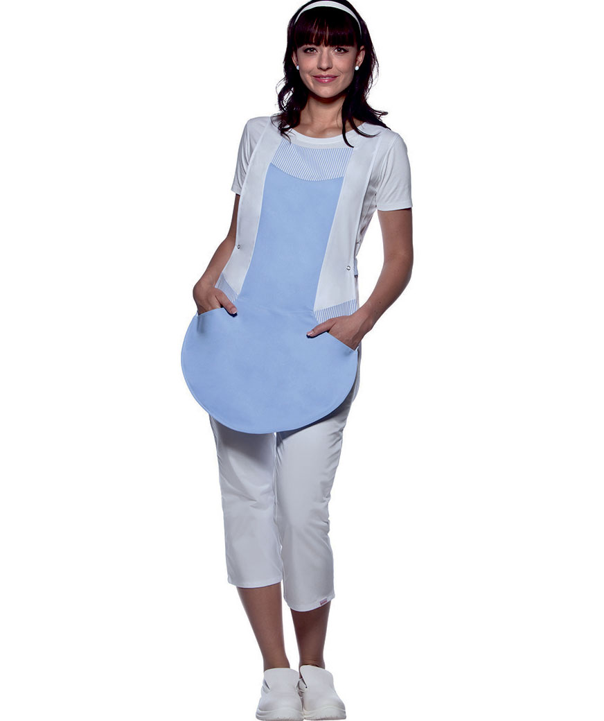 Karlowsky Laila women's sandwich apron, Light Blue/White, large image number 2