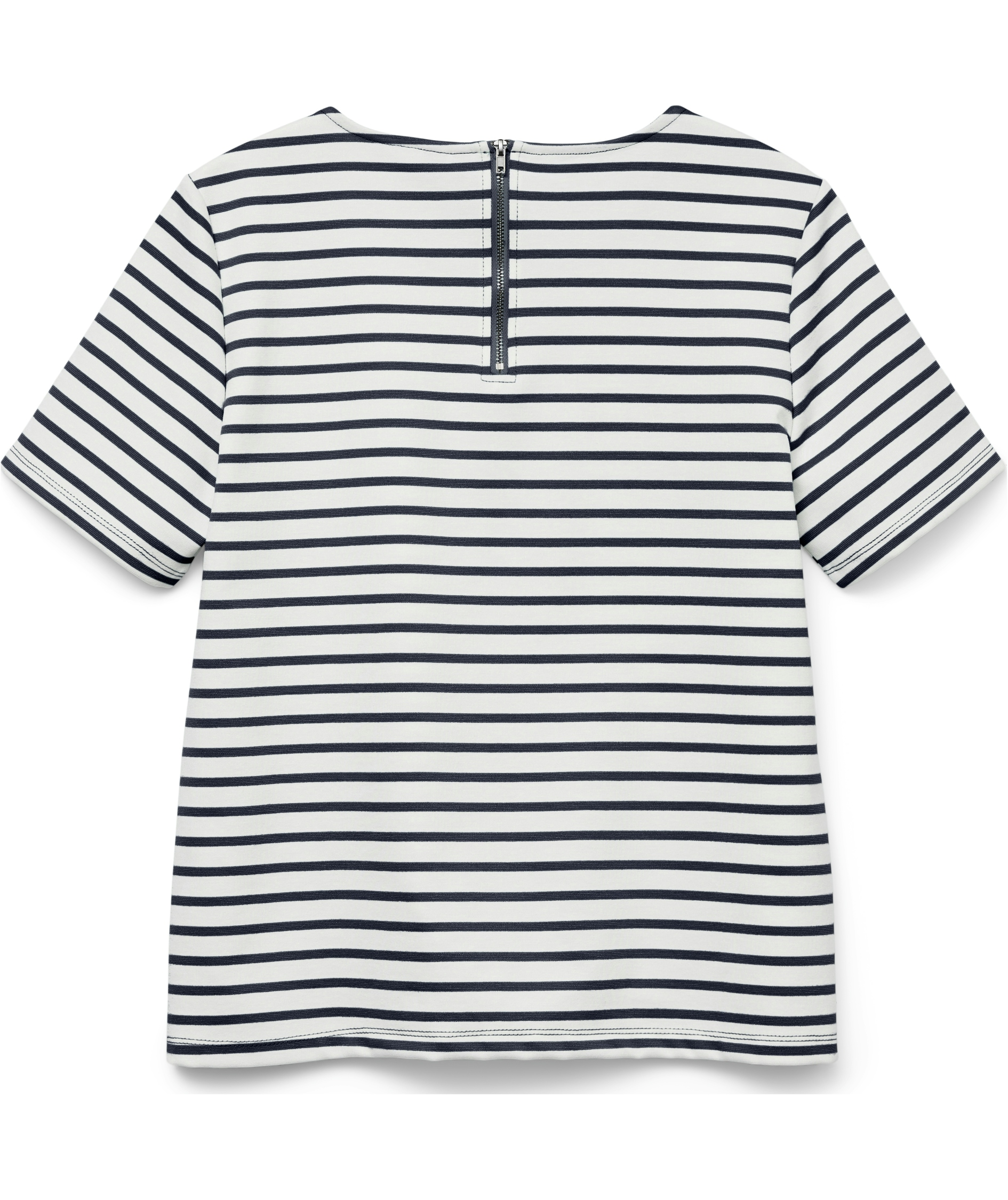 Vero Moda VMABBY ZIP women's T-shirt, Snow White/Navy Blazer, large image number 2