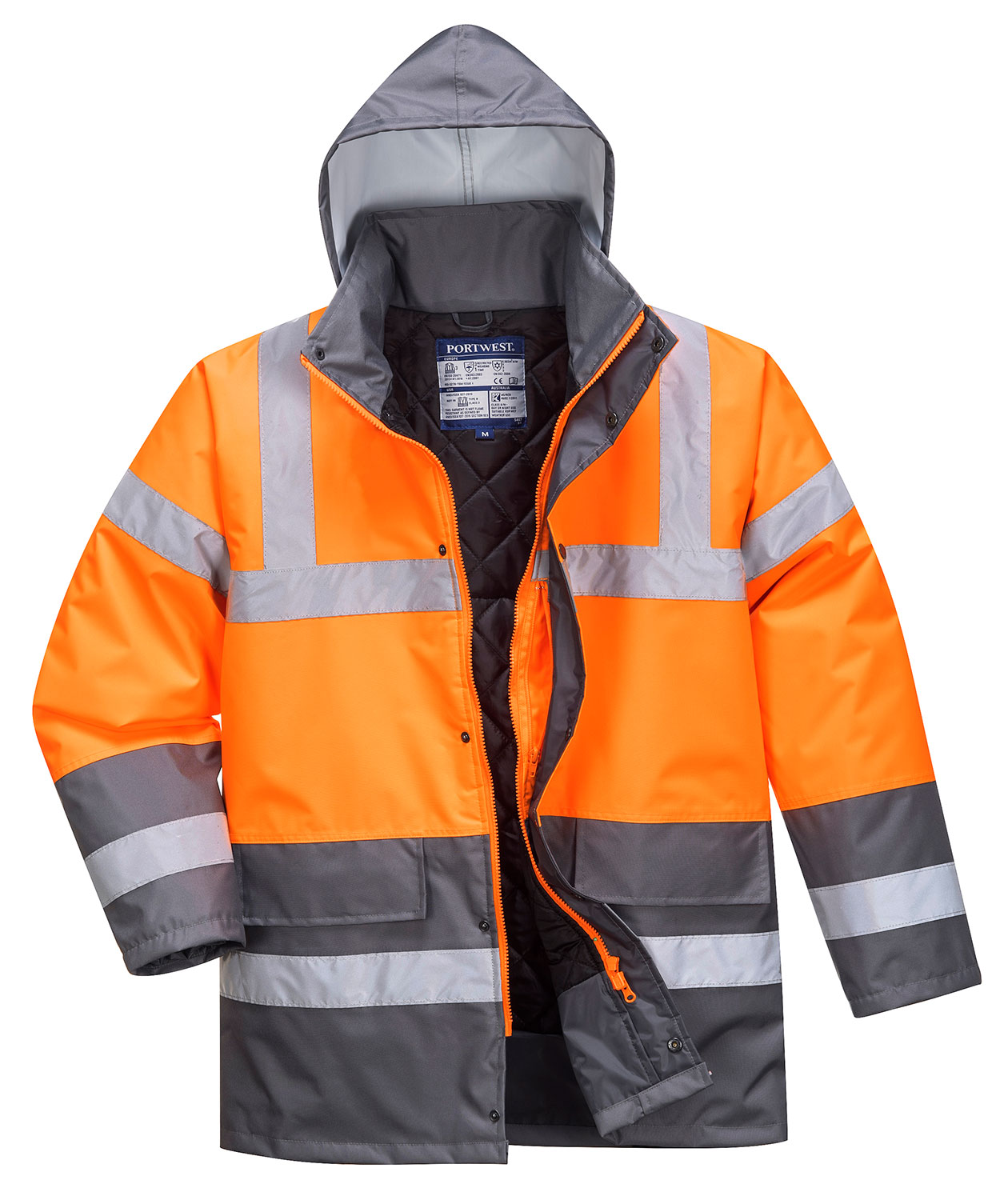 Portwest Parka, Hi-vis orange/Grau
