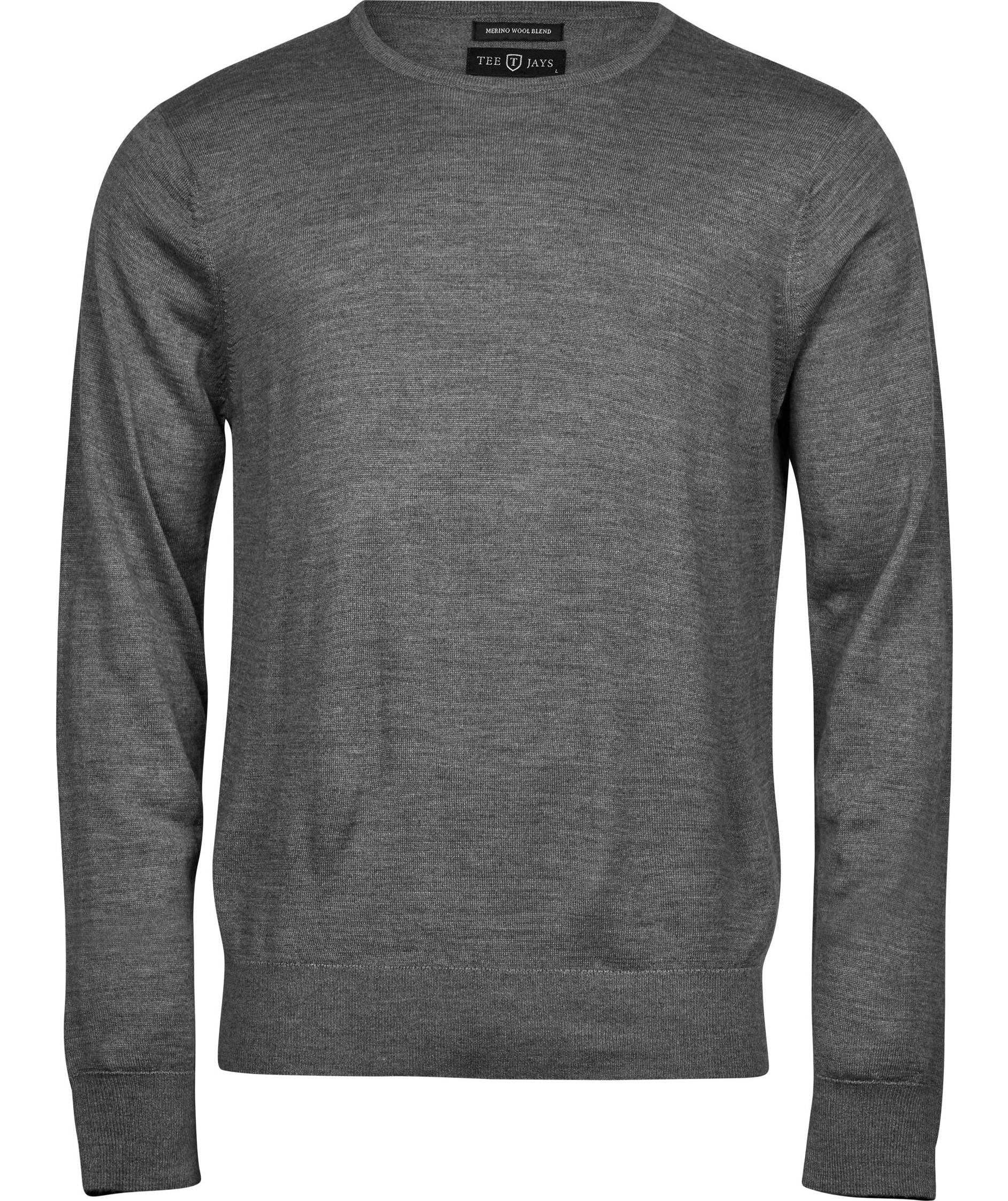 Tee Jays Crew Neck pullover with merino wool, Grey melange