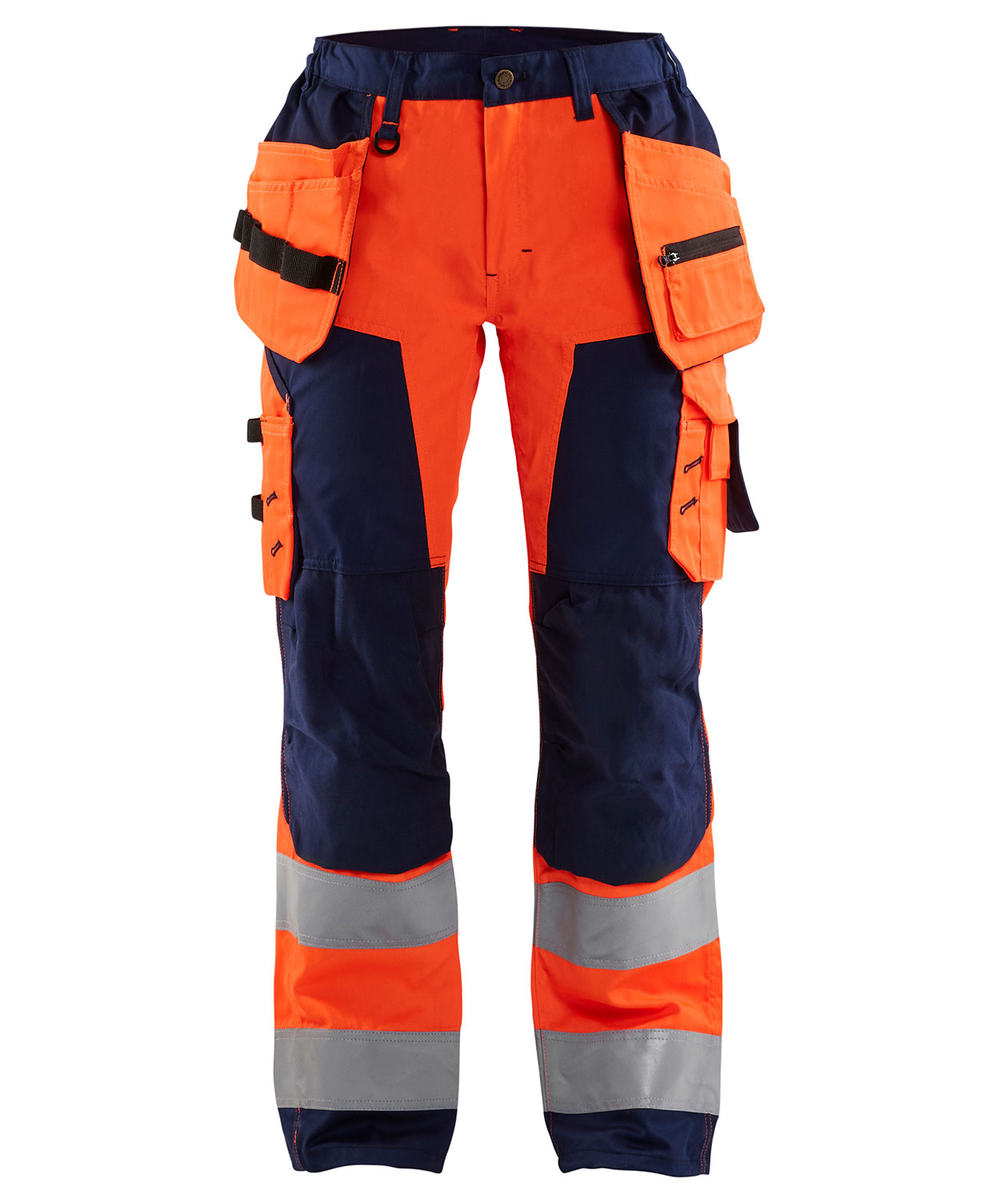 Bl&aring;kl&auml;der hantverksbyxa dam, Varsel Orange/Marinbl&aring;