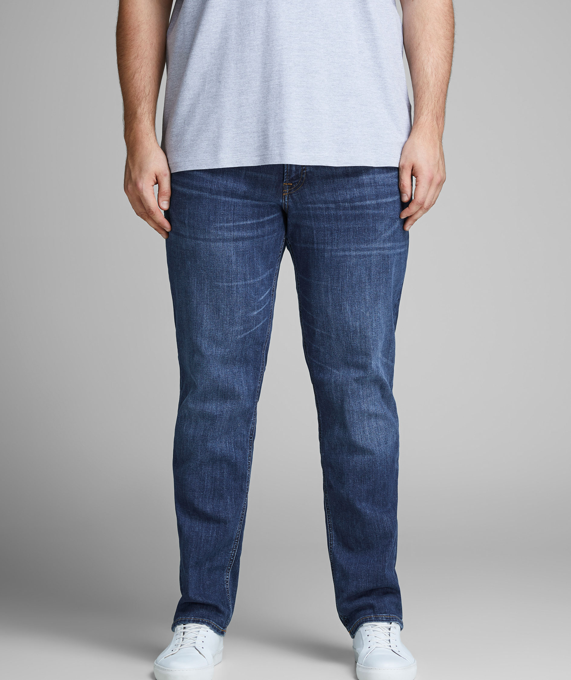 Jack & Jones JJITIM JJORIGINAL AM814 Plus Size Slim Fit Jeans, Blue Denim