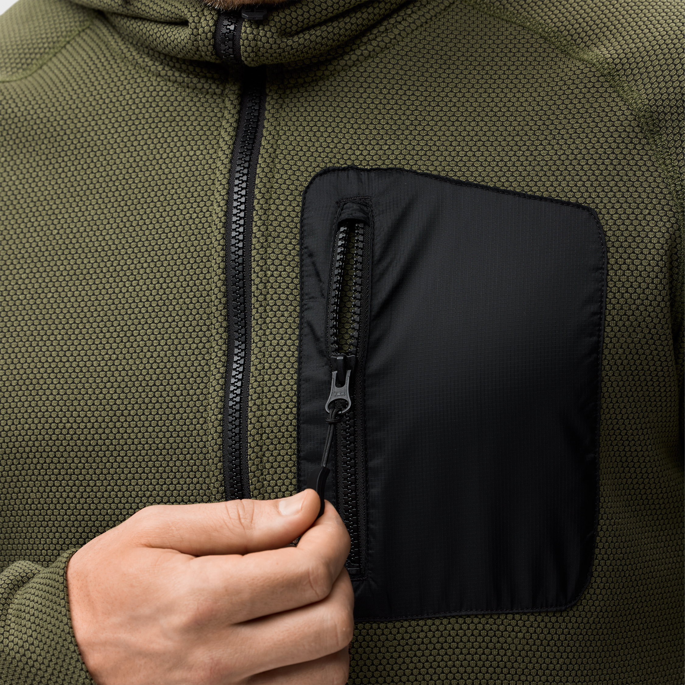 Snickers FlexiWork fleece hettegenser 8041, Khaki Green/Black, large image number 6