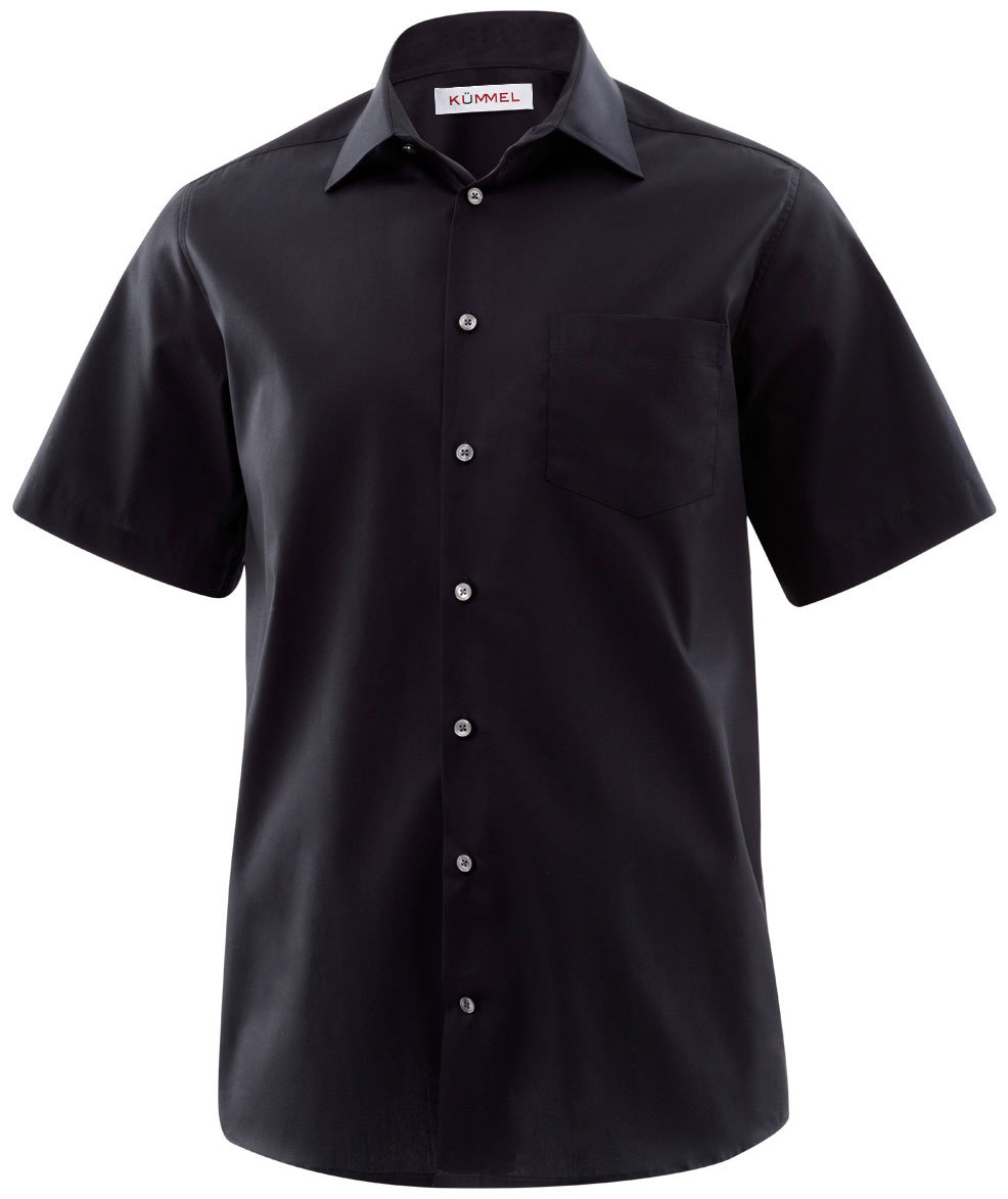 K&uuml;mmel Frankfurt Classic fit kortermet skjorte med brystlomme, Svart