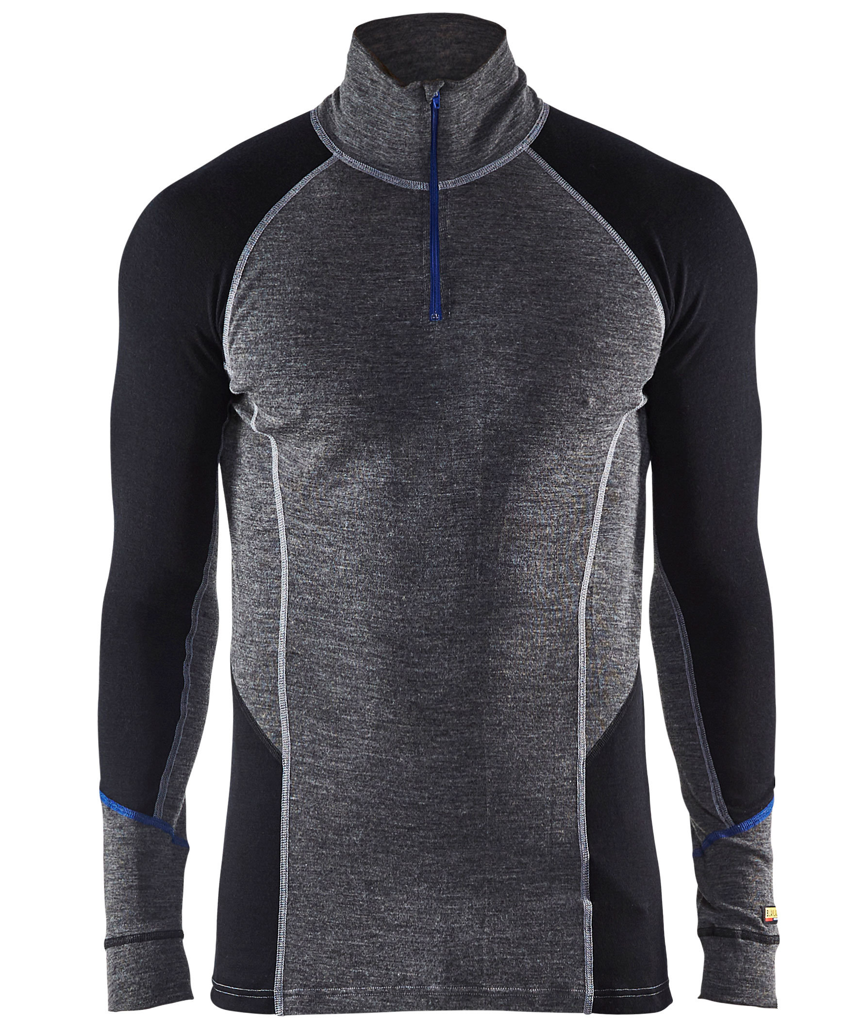 Bl&aring;kl&auml;der WARM underst&auml;ll tr&ouml;ja Zip Warm med merinoull, Gr&aring;/Svart