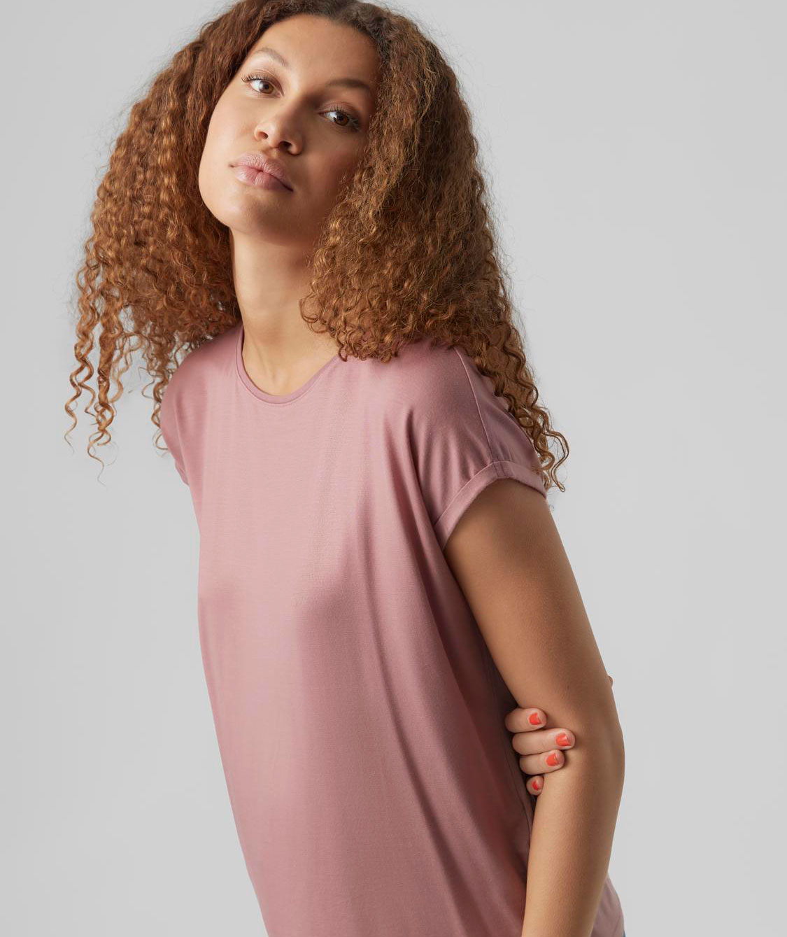 Vero Moda VMAVA PLAIN women's T-shirt, Nostalgia Rose, large image number 3