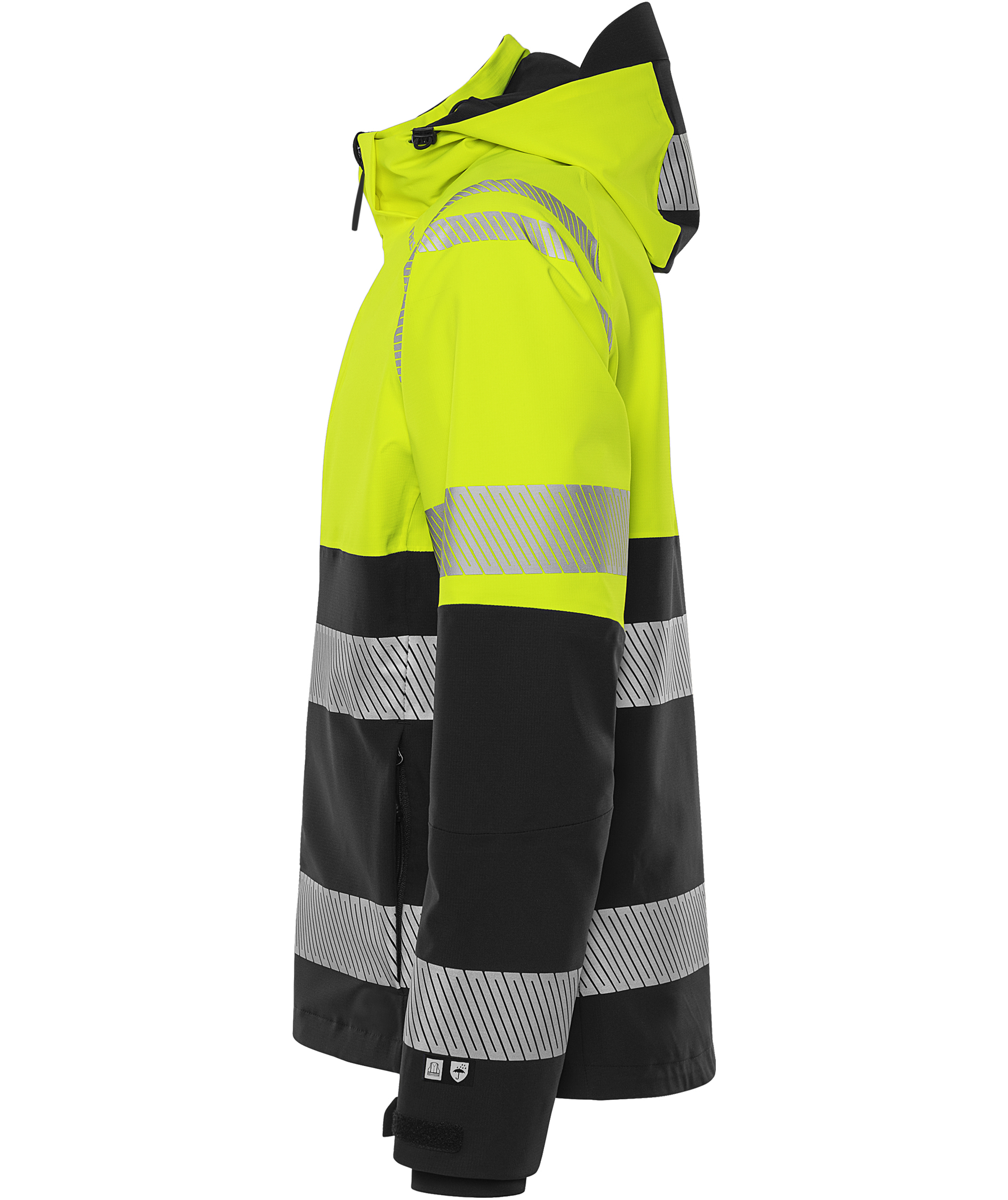 Fristads shell jacket 4690 GLS full stretch, Hi-vis Yellow/Black, large image number 6