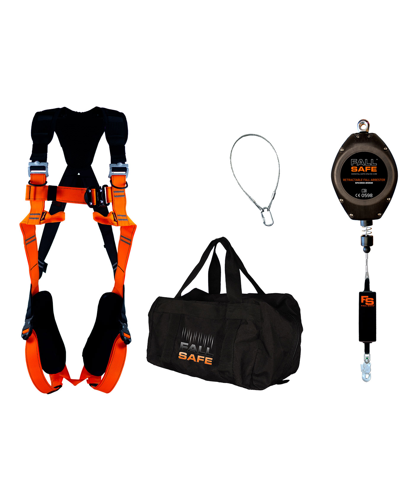 Fall Safe BASIC 4 Fallskyddssele med 10m block, Svart/Orange