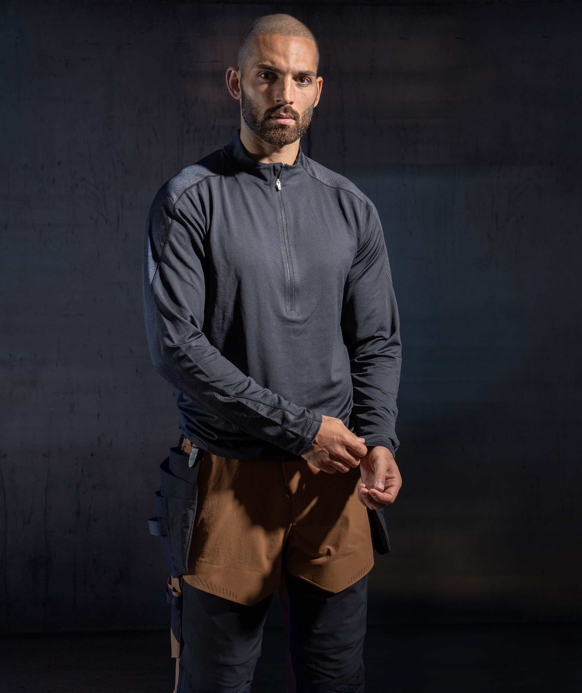 Mascot Customized half zip langermet T-skjorte, Stein gr&aring;, large image number 1