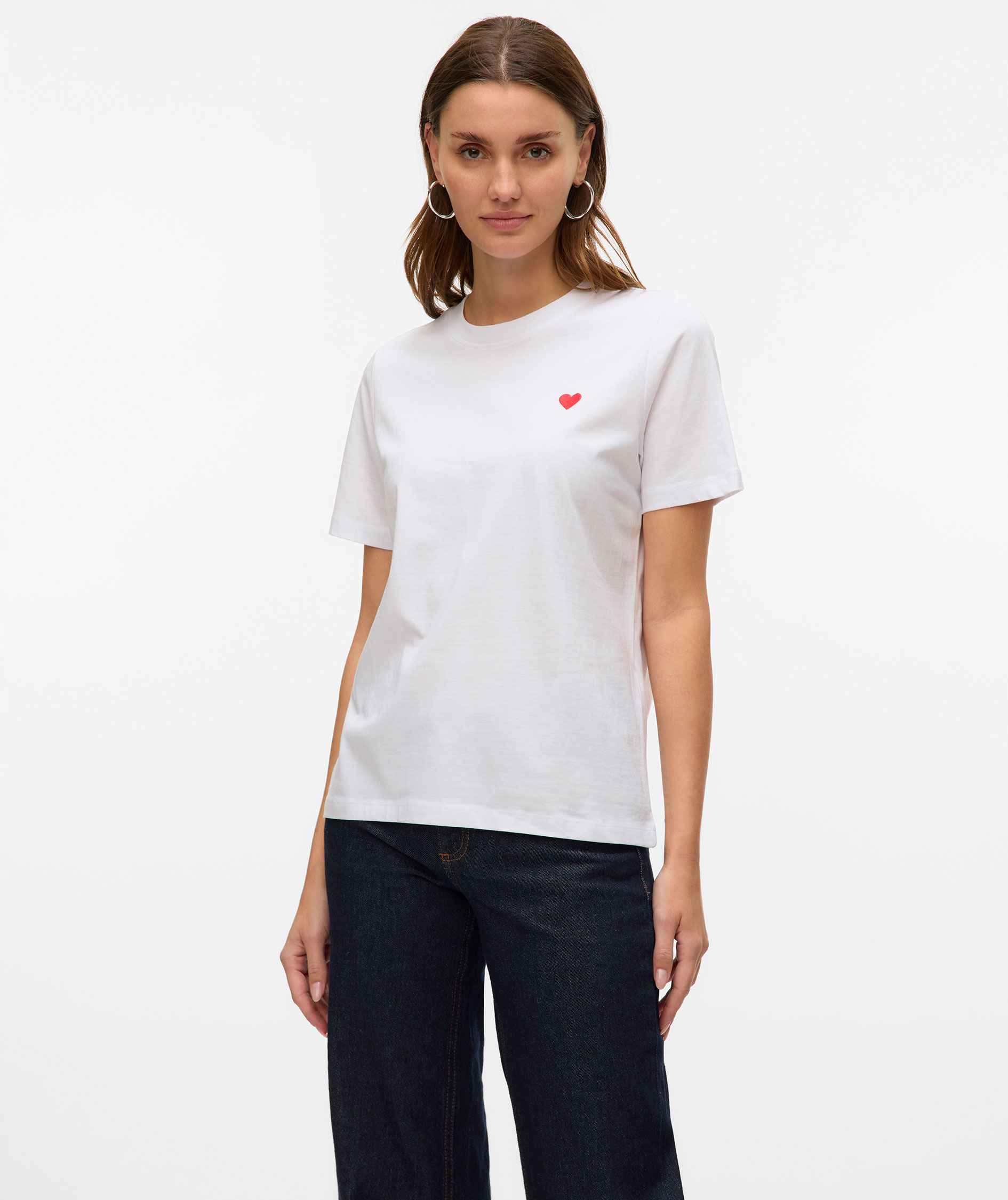 Vero Moda VMPAULINA women's T-shirt, Bright White Red Heart, large image number 4