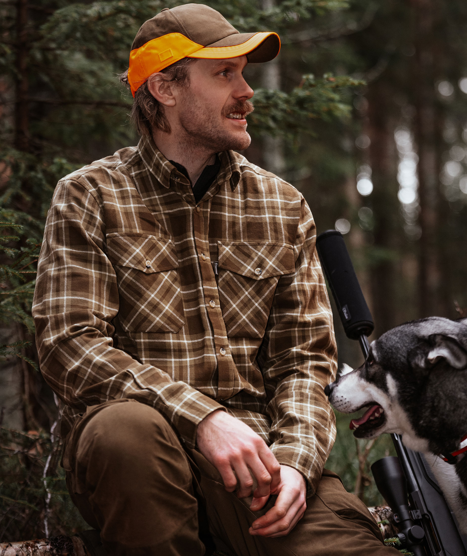 Pinewood H&auml;rjedalen regular fit flannel skovmandsskjorte, Olive green