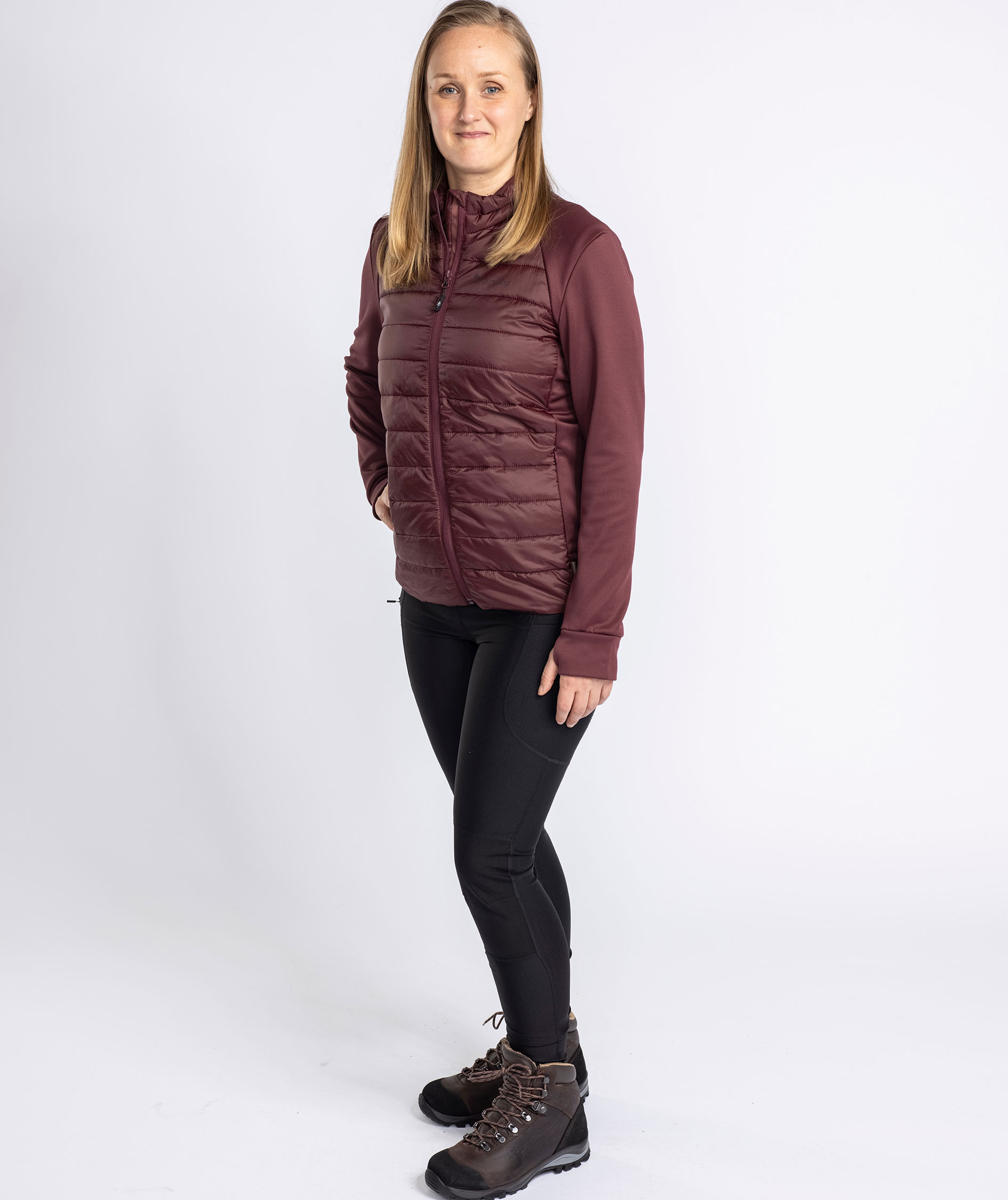 Pinewood&nbsp;Finnveden Hybrid dame power fleecejakke, Earth Plum, large image number 7