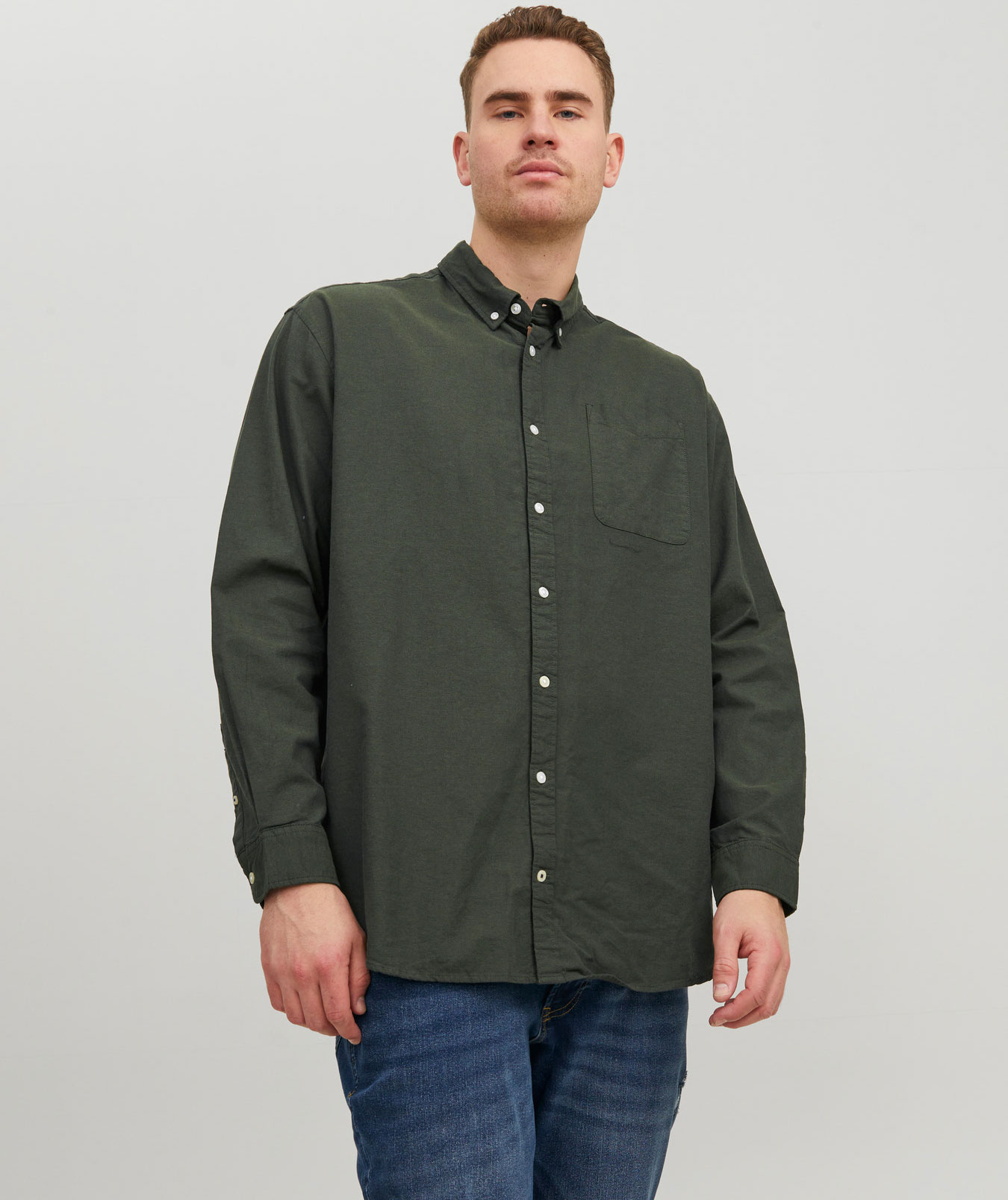 Jack & Jones Plus JJEOXFORD shirt, Forest Night, large image number 6