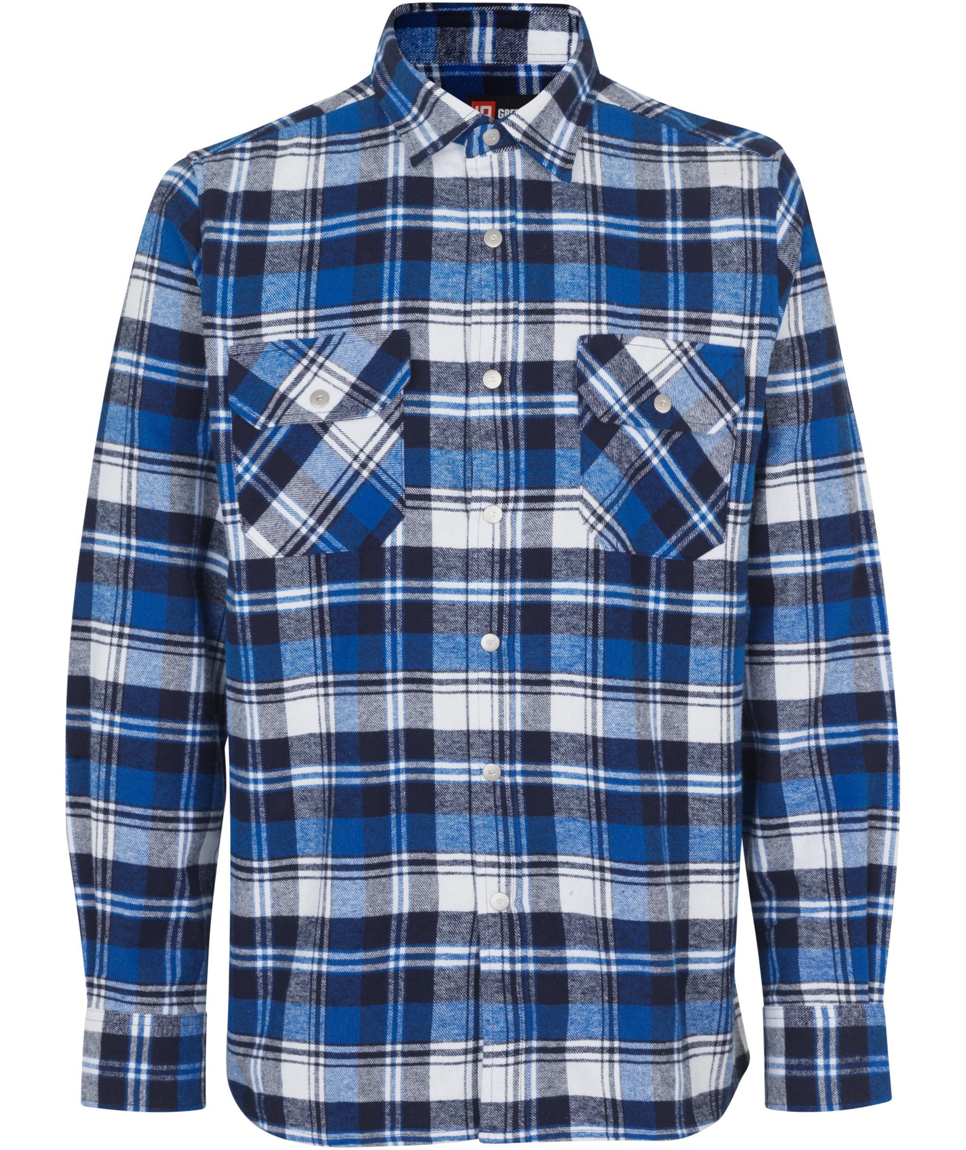 ID Green Leaf flanellskjorta, Kungsbl&aring;