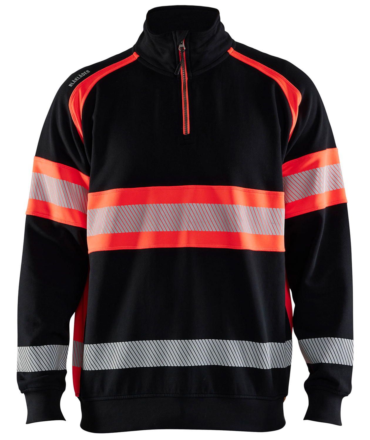 Bl&aring;kl&auml;der half zip sweatshirt, Svart/Varselr&ouml;d