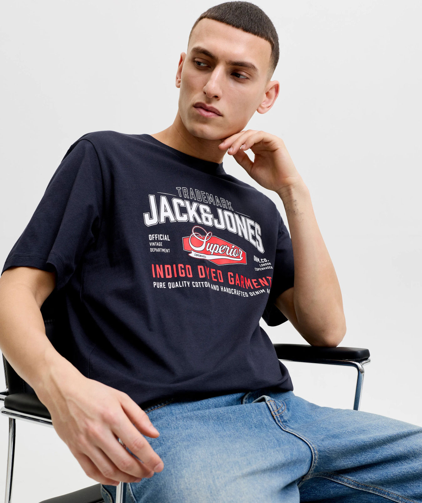 Jack & Jones JJELOGO T-skjorte, Navy Blazer, large image number 6