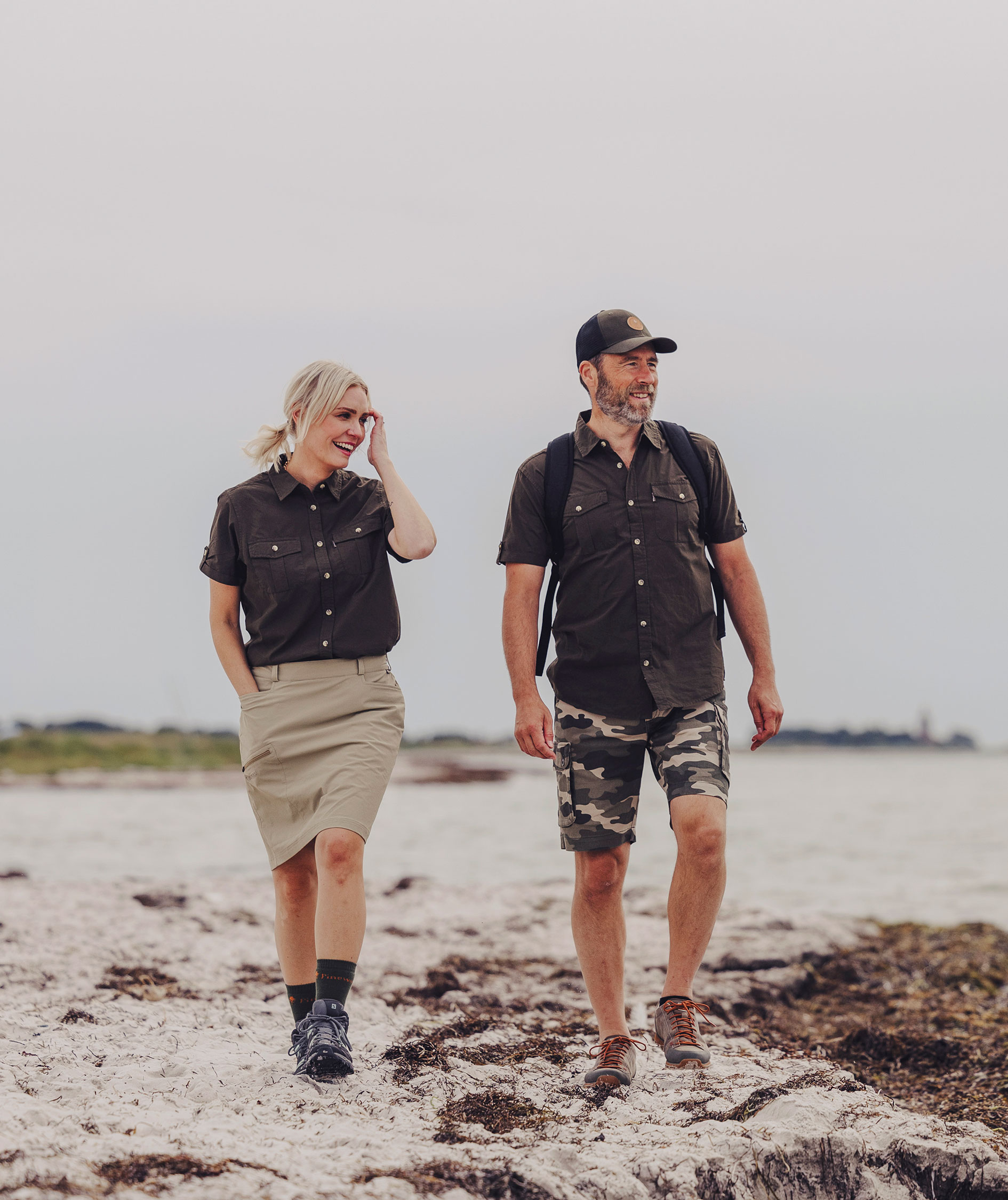 Pinewood Safari kort&aelig;rmet skjorte, Dark Olive