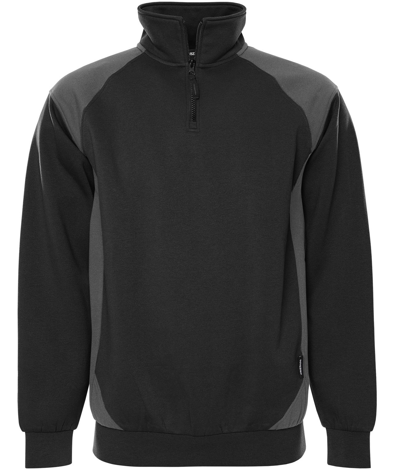 Fristads half zip collegegenser 7048 GSM, Svart/Gr&aring;