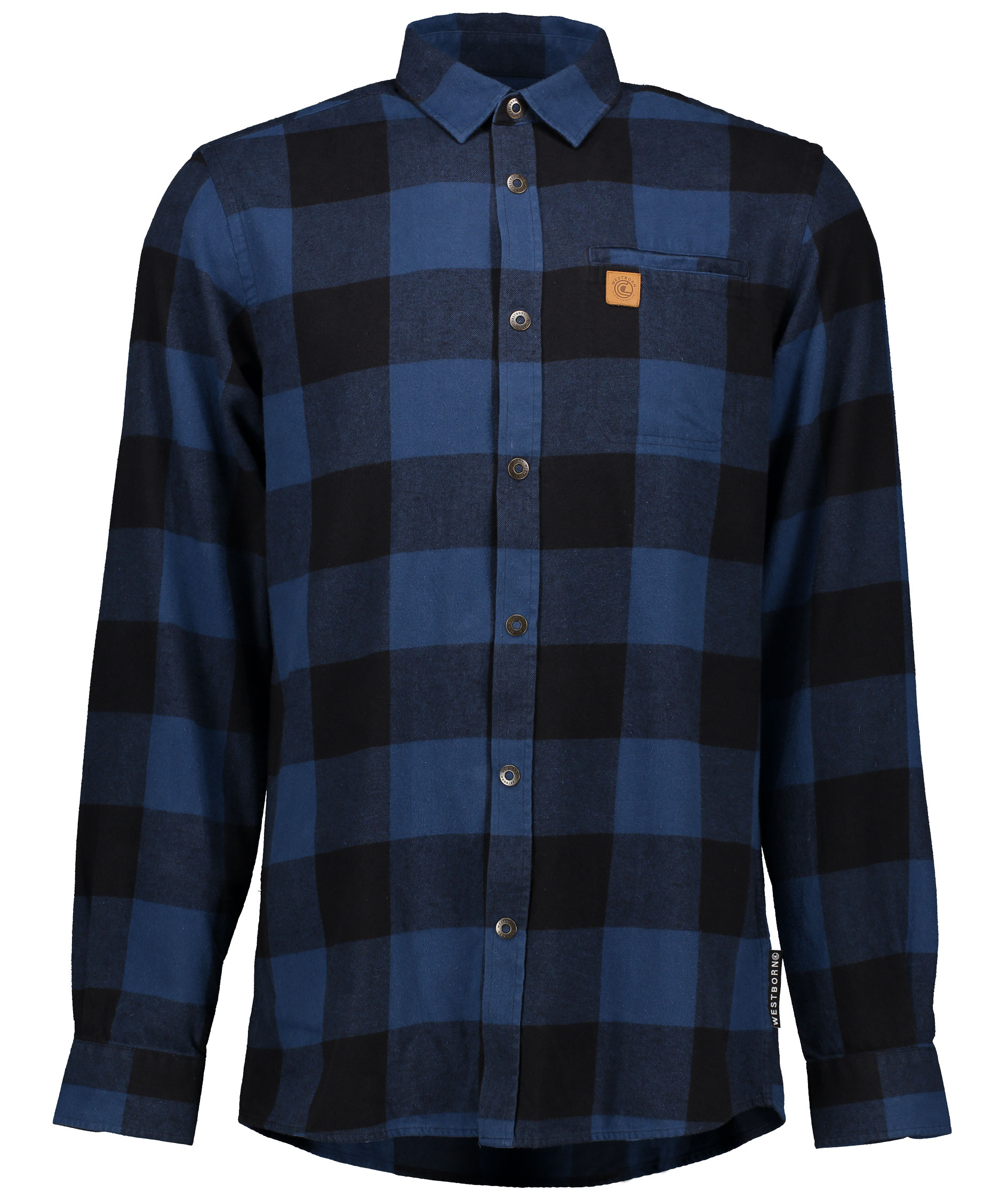Westborn casual flannel shirt, Dusty Blue/Black