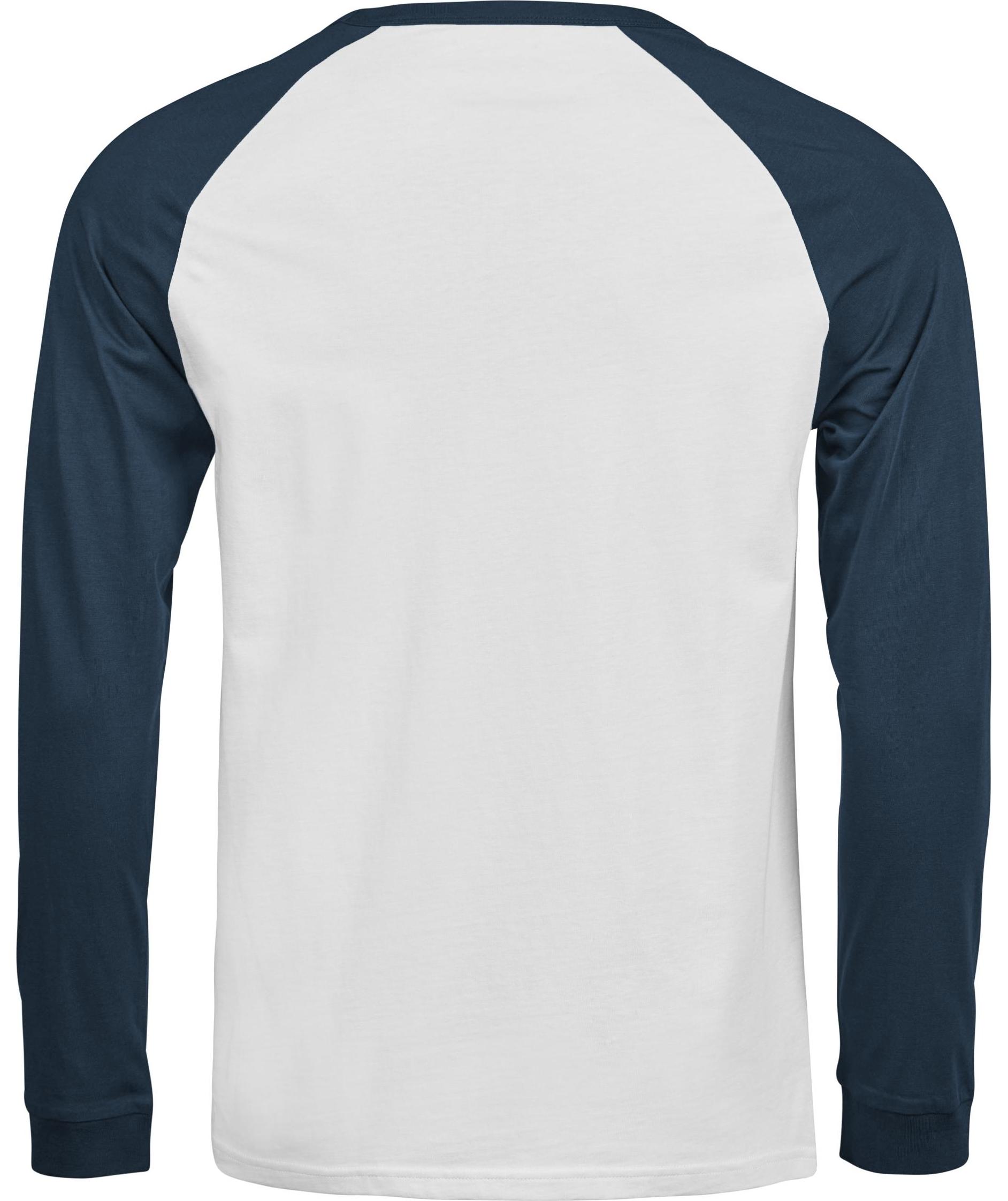 Tee Jays UNLABELED langermet baseball T-skjorte, White/Ink