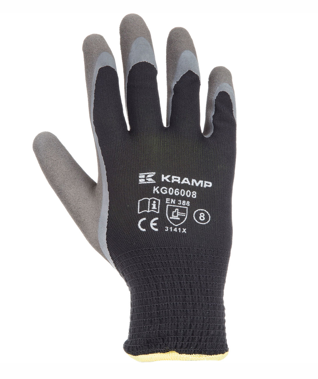 Kramp latex dyppet vinterhandsker, Sort