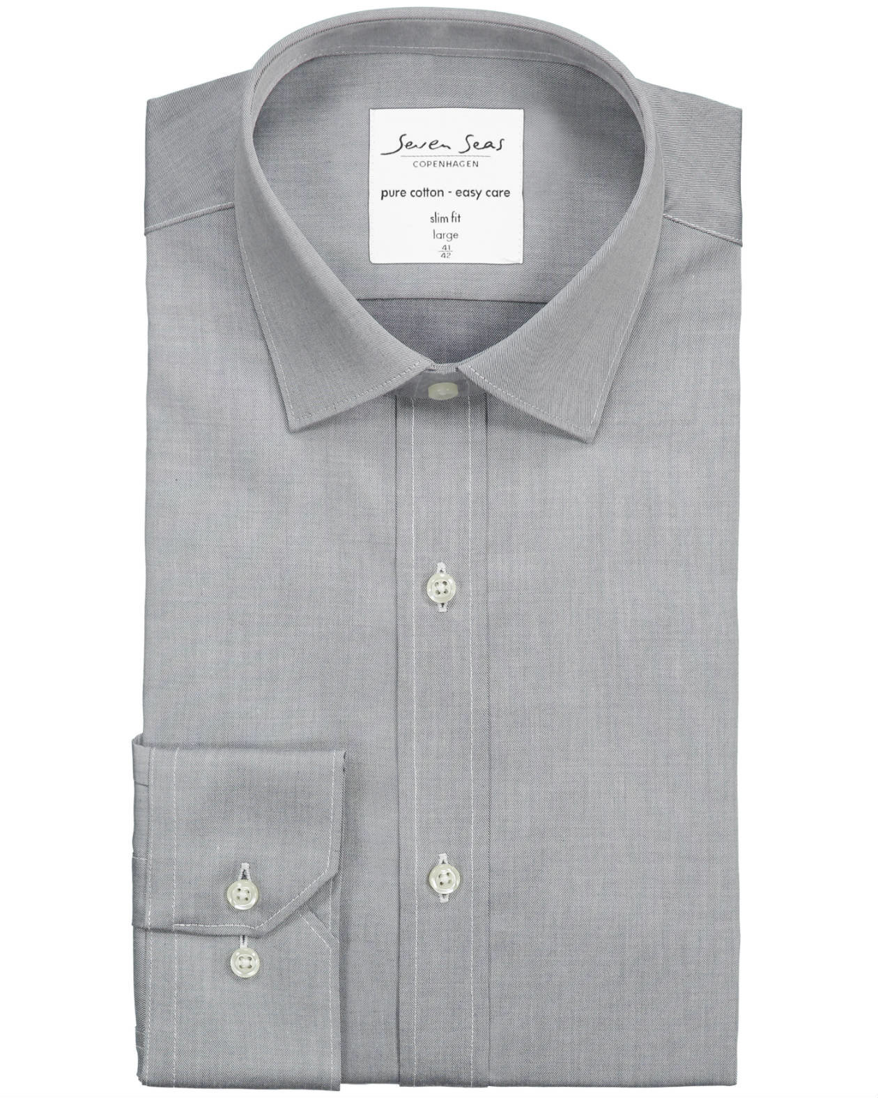 Seven Seas Fine Twill Slim fit skjorta, Silver Grey, large image number 6