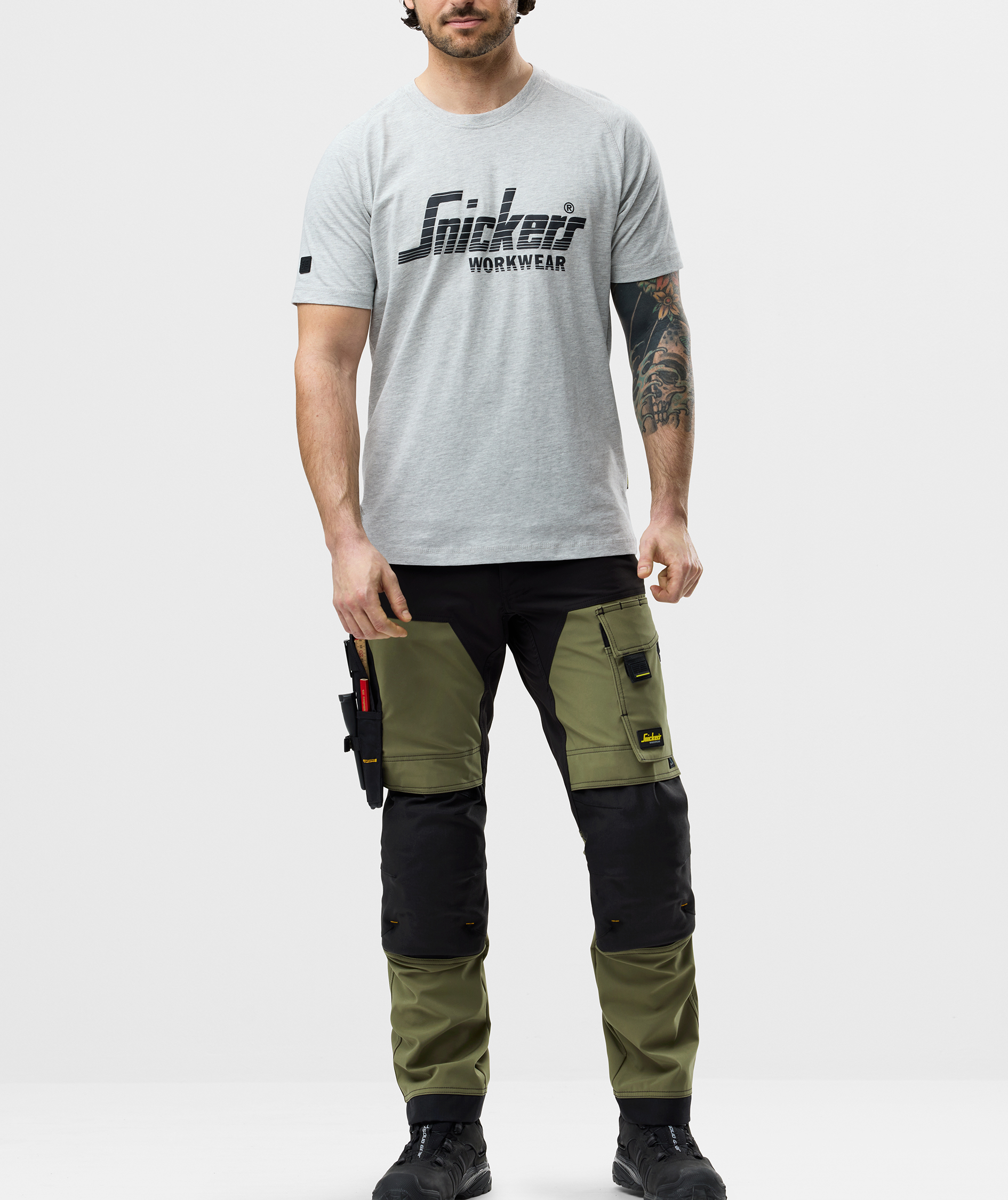 Snickers AllroundWork arbeidsbukse 6375 full stretch, Khaki Green/Black, large image number 1