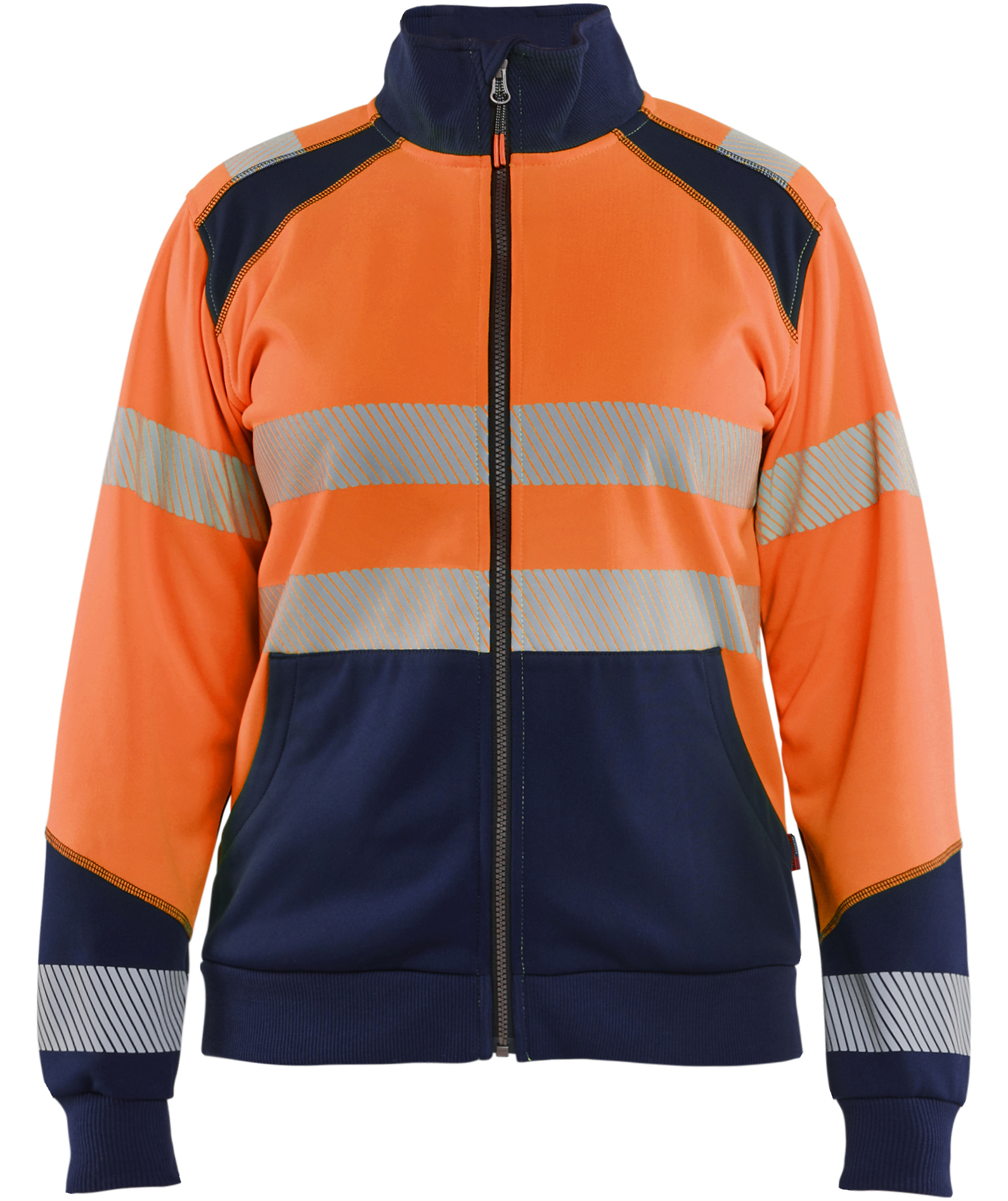 Bl&aring;kl&auml;der cardigan dam, Varsel Orange/Marinbl&aring;