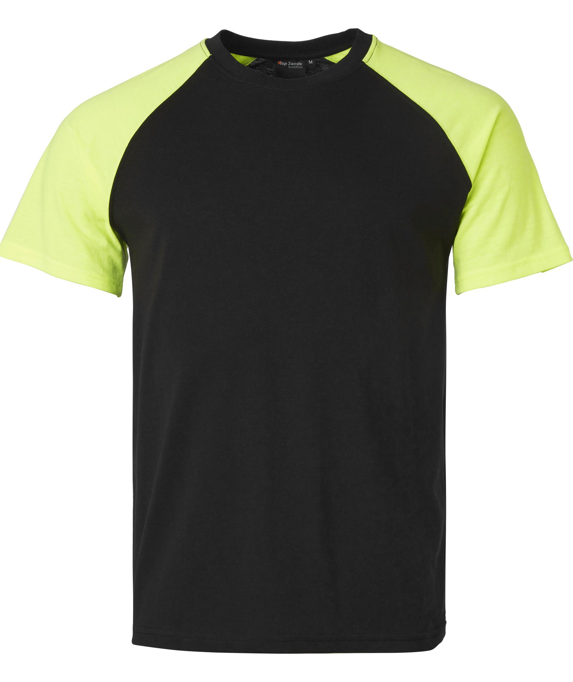 Top Swede T-Shirt 225, Schwarz/Hi-Vis Gelb