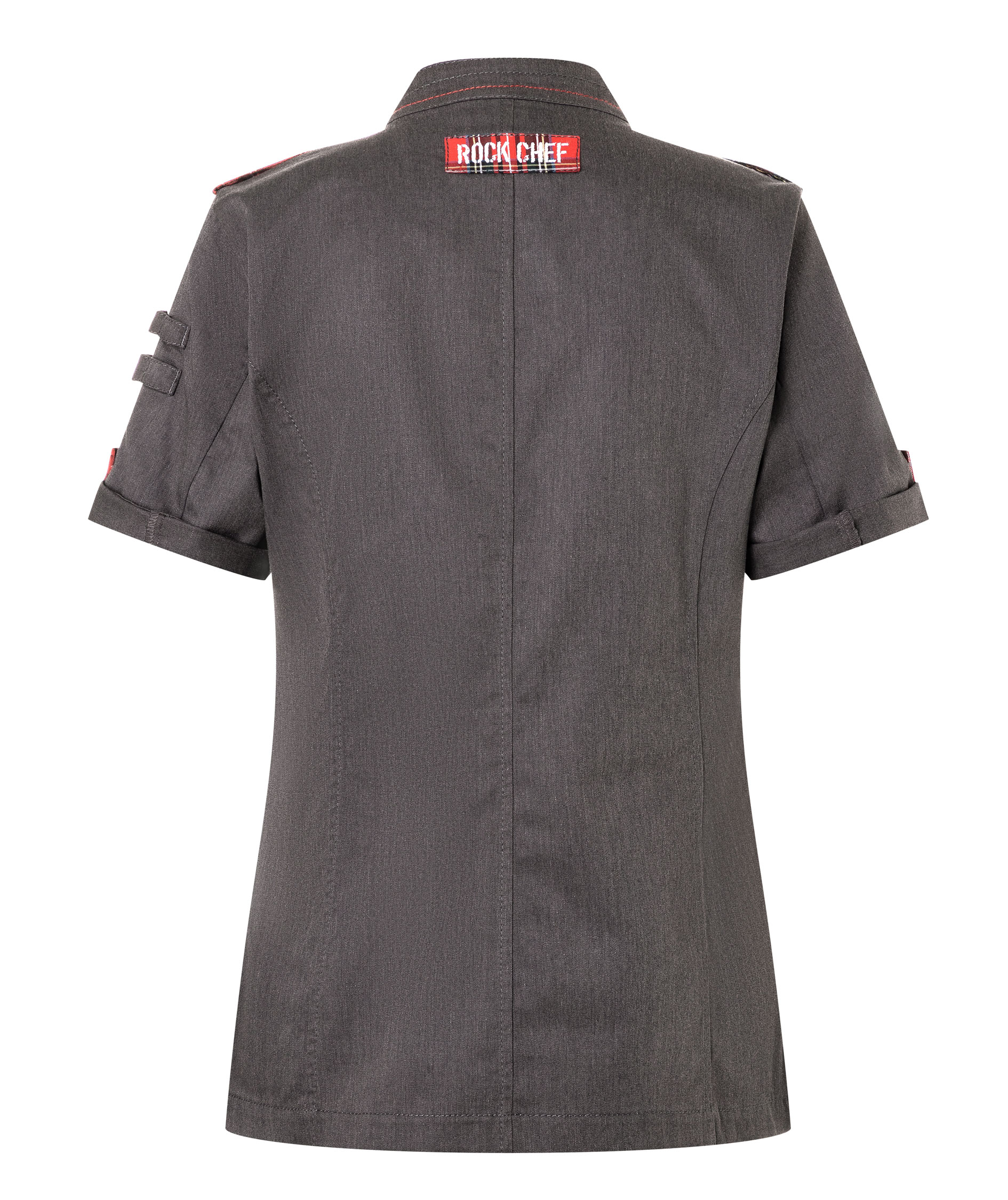 Karlowsky Denim-Style ROCK CHEF&reg; short-sleeved women's chefs jacket, Grey denim, large image number 4