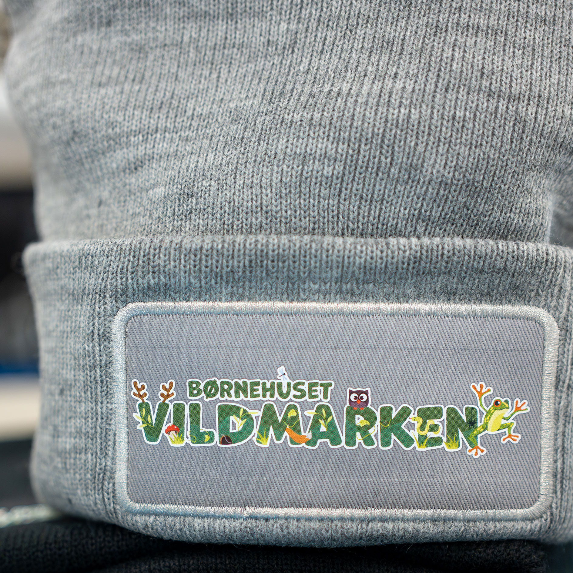 Clique Hubert Patch knitted beanie, Grey melange, Grey melange, large image number 7