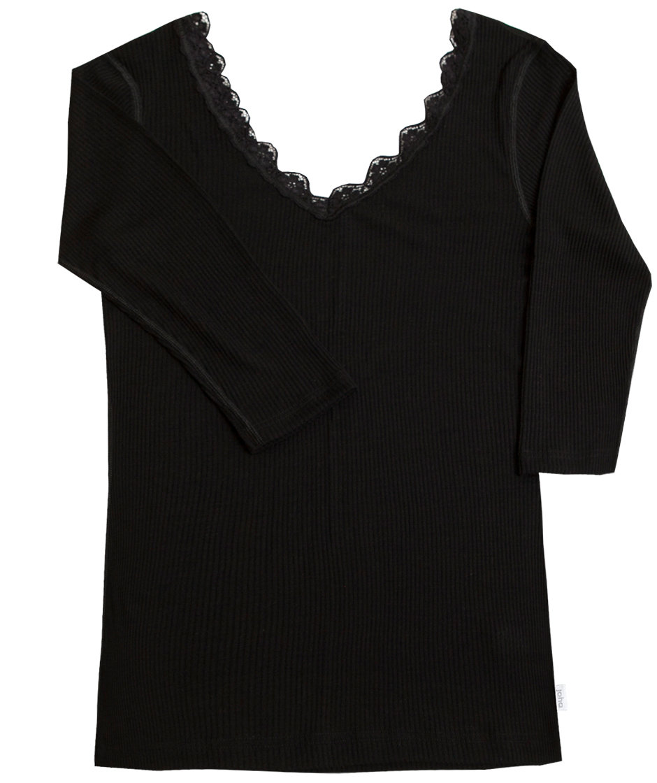 Joha&nbsp;Kate 3/4 &auml;rmad undertr&ouml;ja dam, ull/silke, Svart