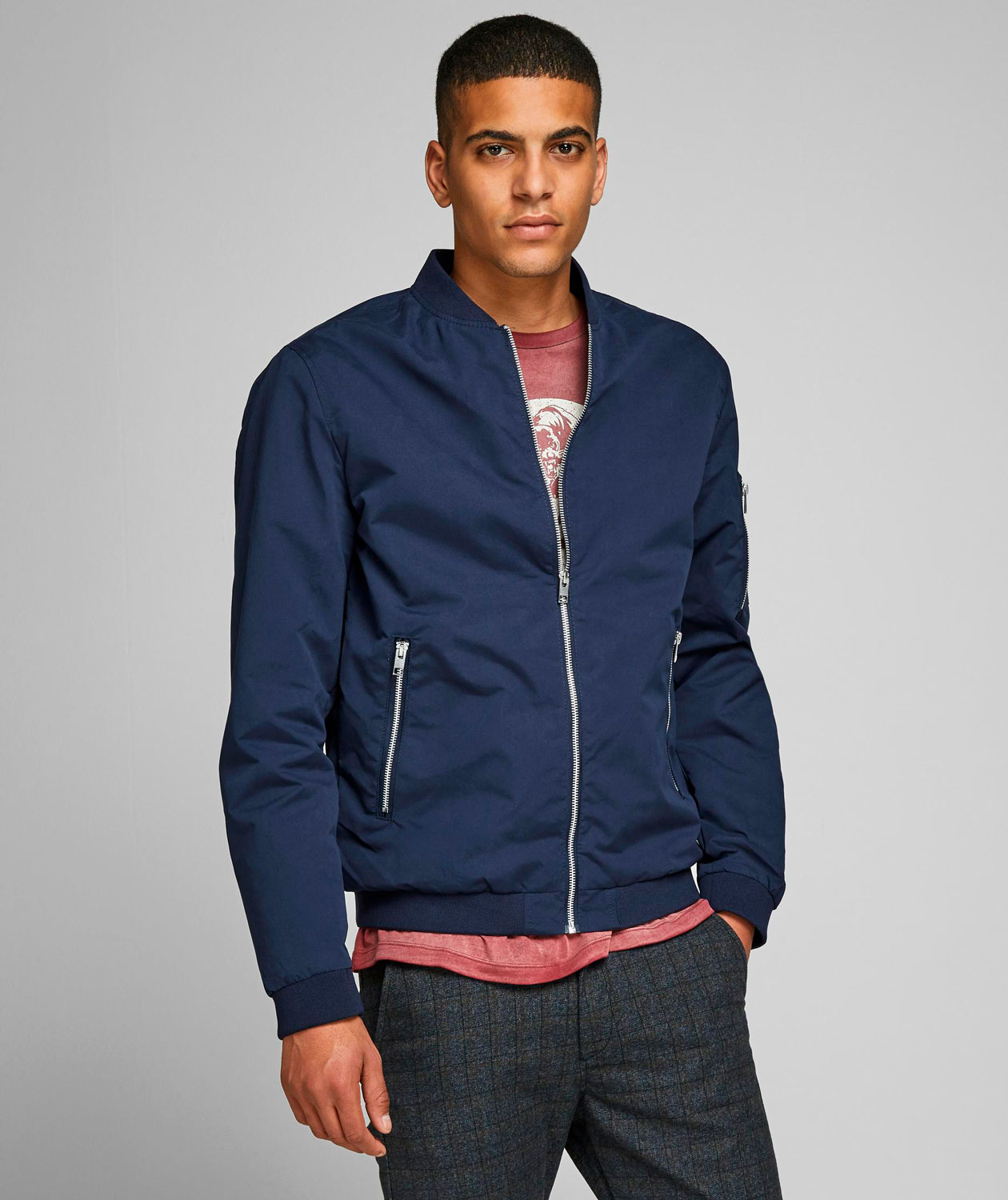 Jack & Jones JJERUSH bomber jacket, Navy Blazer, large image number 1