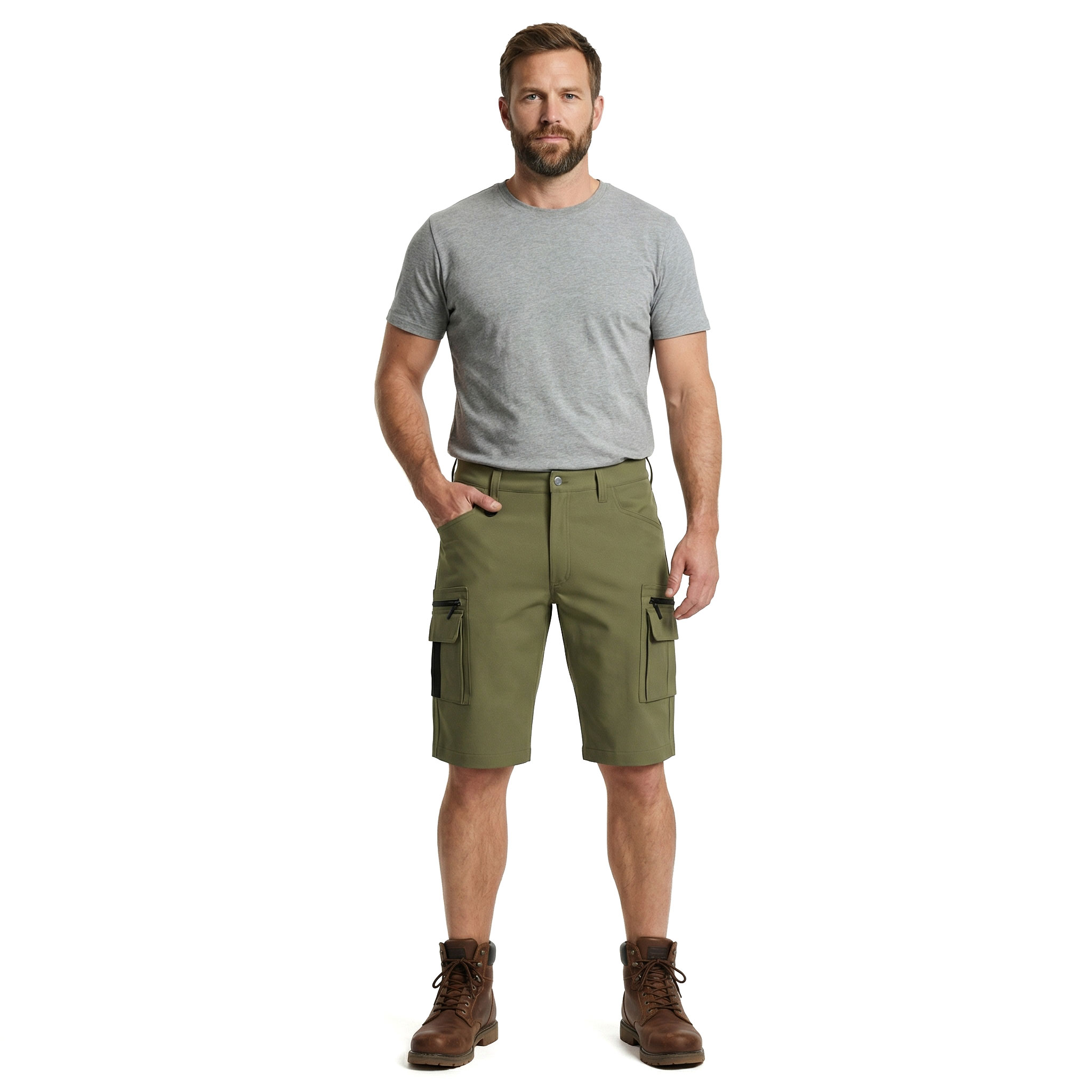 Worksafe work shorts full stretch, Olive green, large image number 2