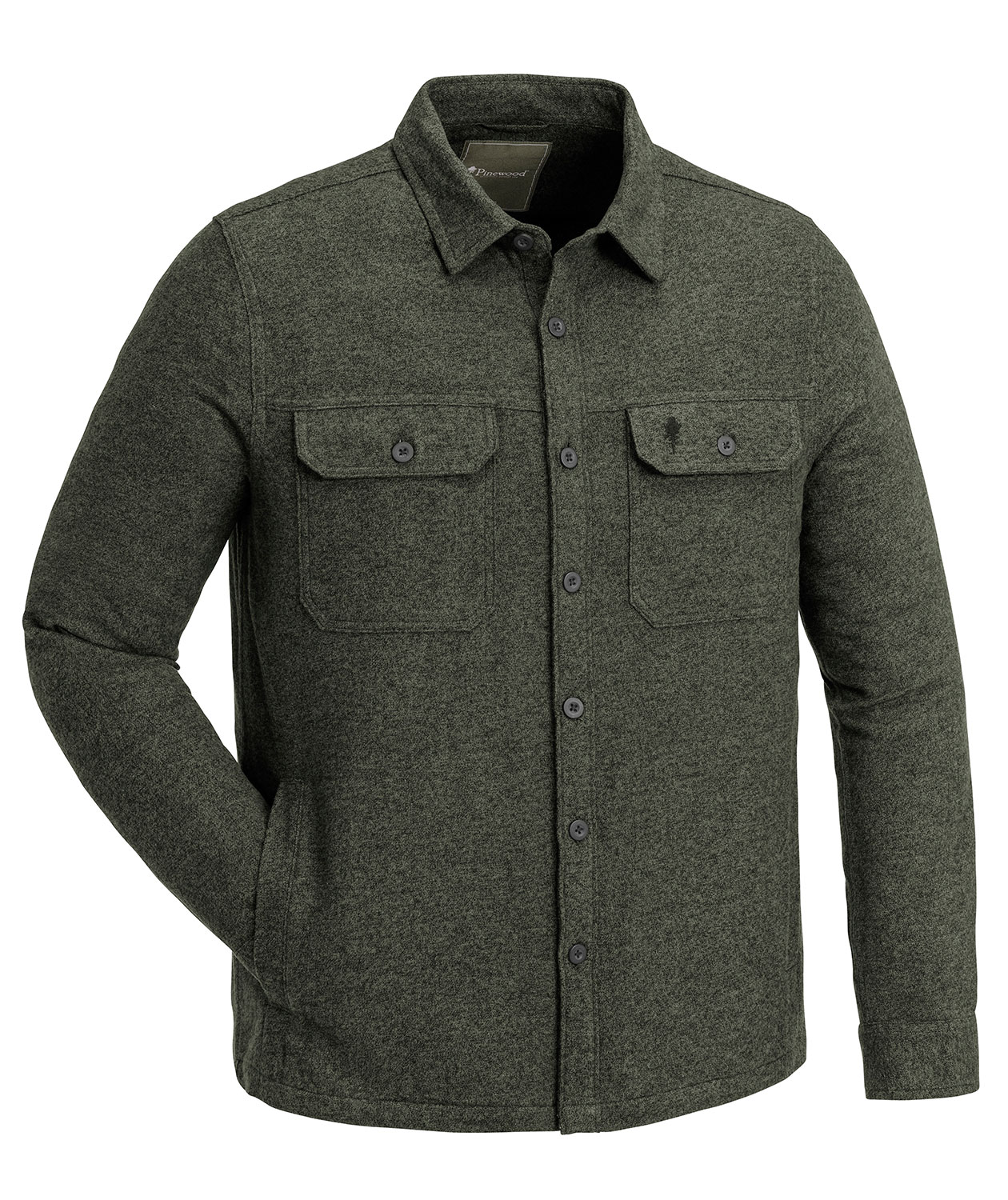 Pinewood V&auml;rnamo regular fit flannelskjorte, Dark Green Melange