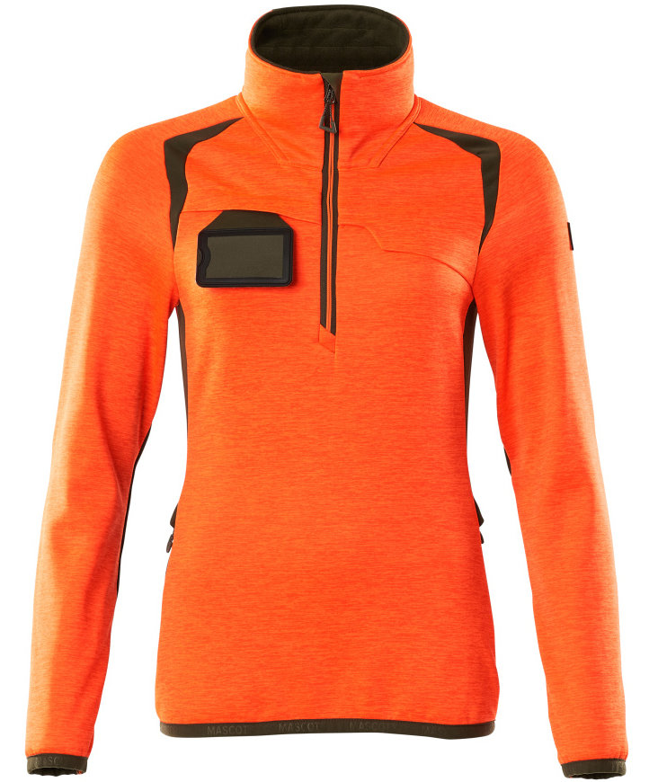 Mascot Accelerate Safe women's fleece sweater, Hi-Vis Orange/Moss, Hi-Vis Orange/Moss, swatch