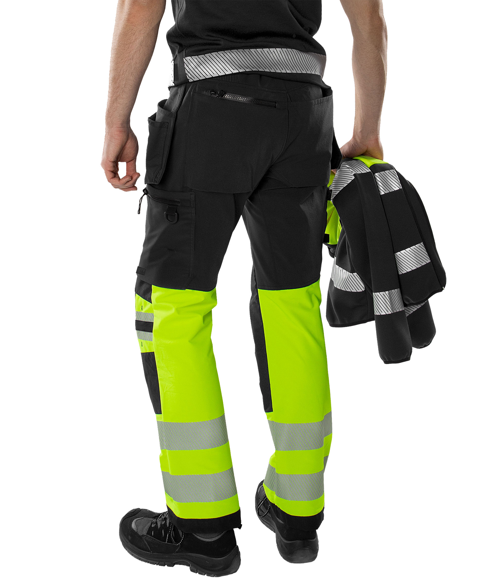 Fristads Green craftsman trousers full stretch 2643 GSTP, Hi-vis Yellow/Black, large image number 3