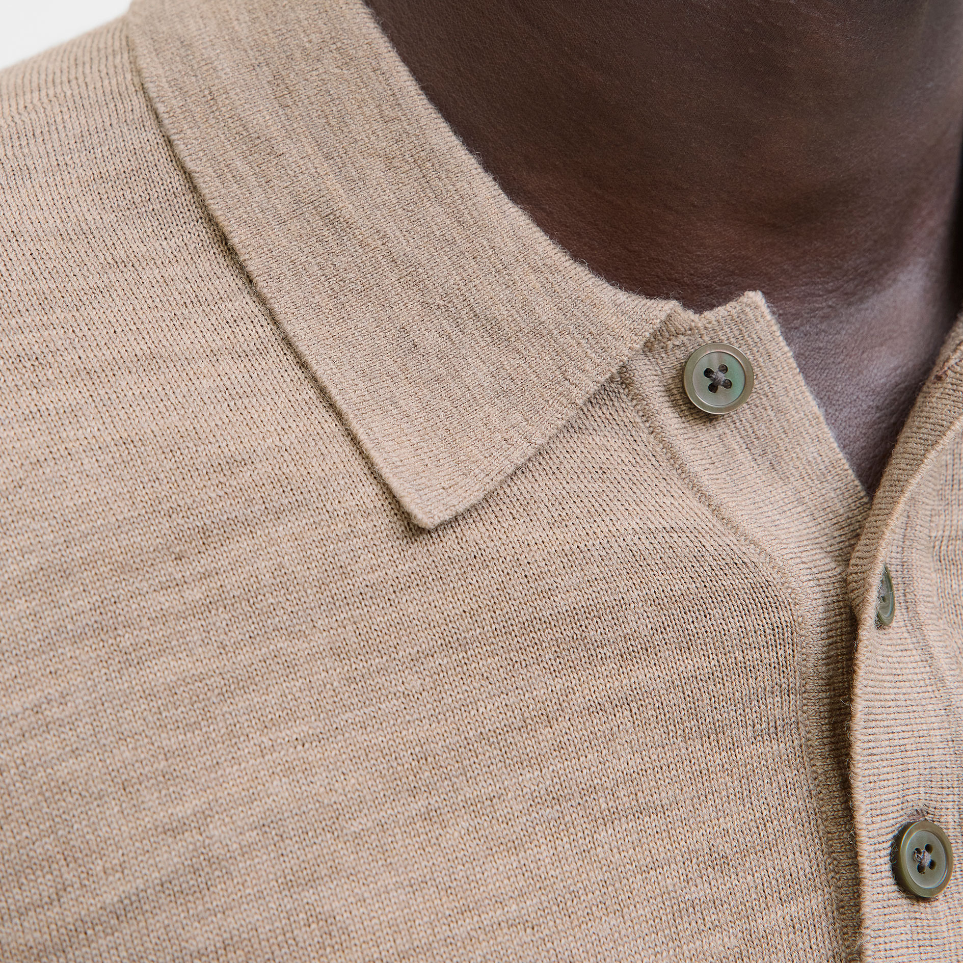 Jack & Jones Premium JPRBLAMERINO knitted polo with merino wool, Greige Melange, large image number 3