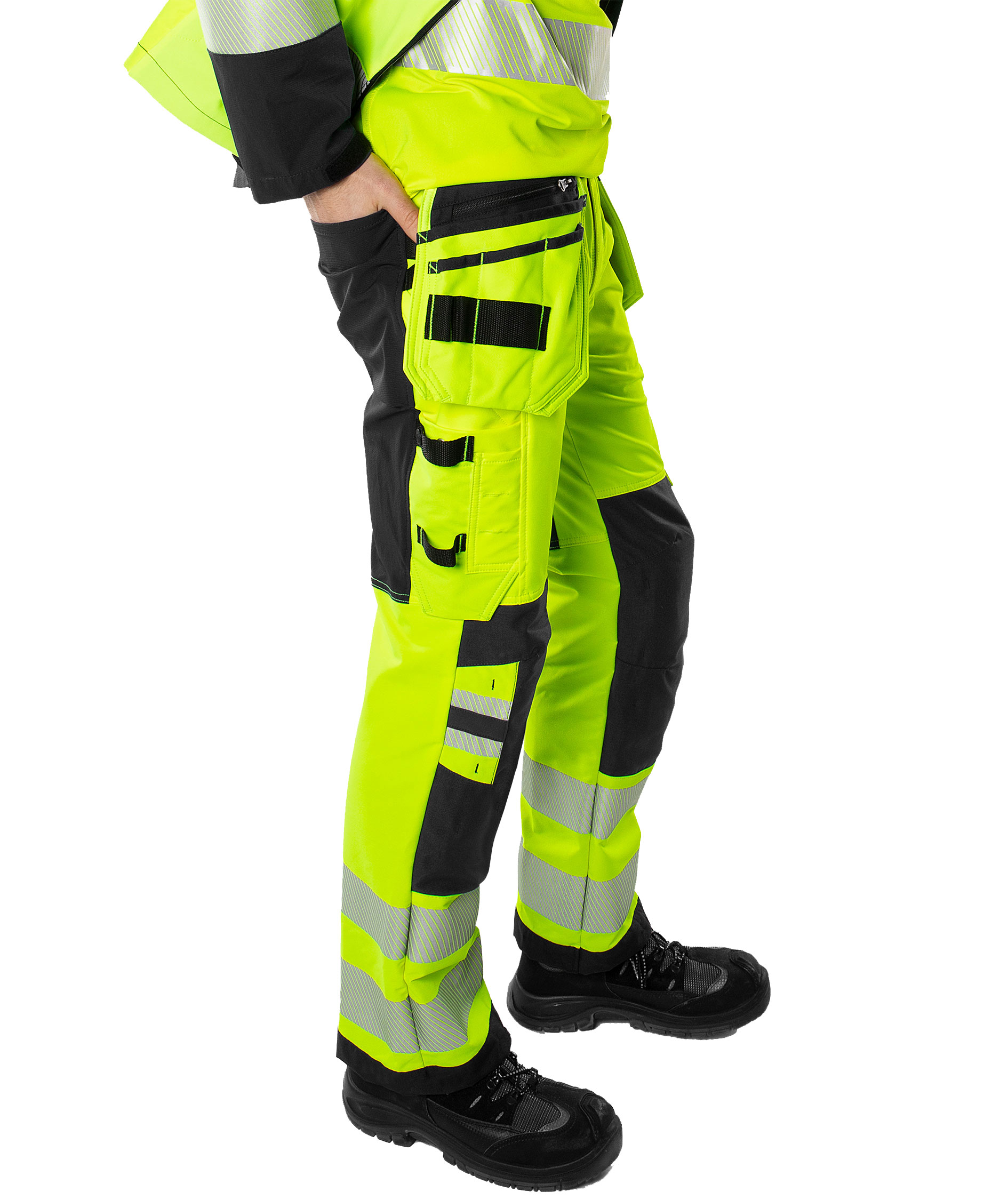 Fristads Green h&aring;ndv&aelig;rkerbukser 2644 GSTP full stretch, Hi-vis Gul/Sort, large image number 3