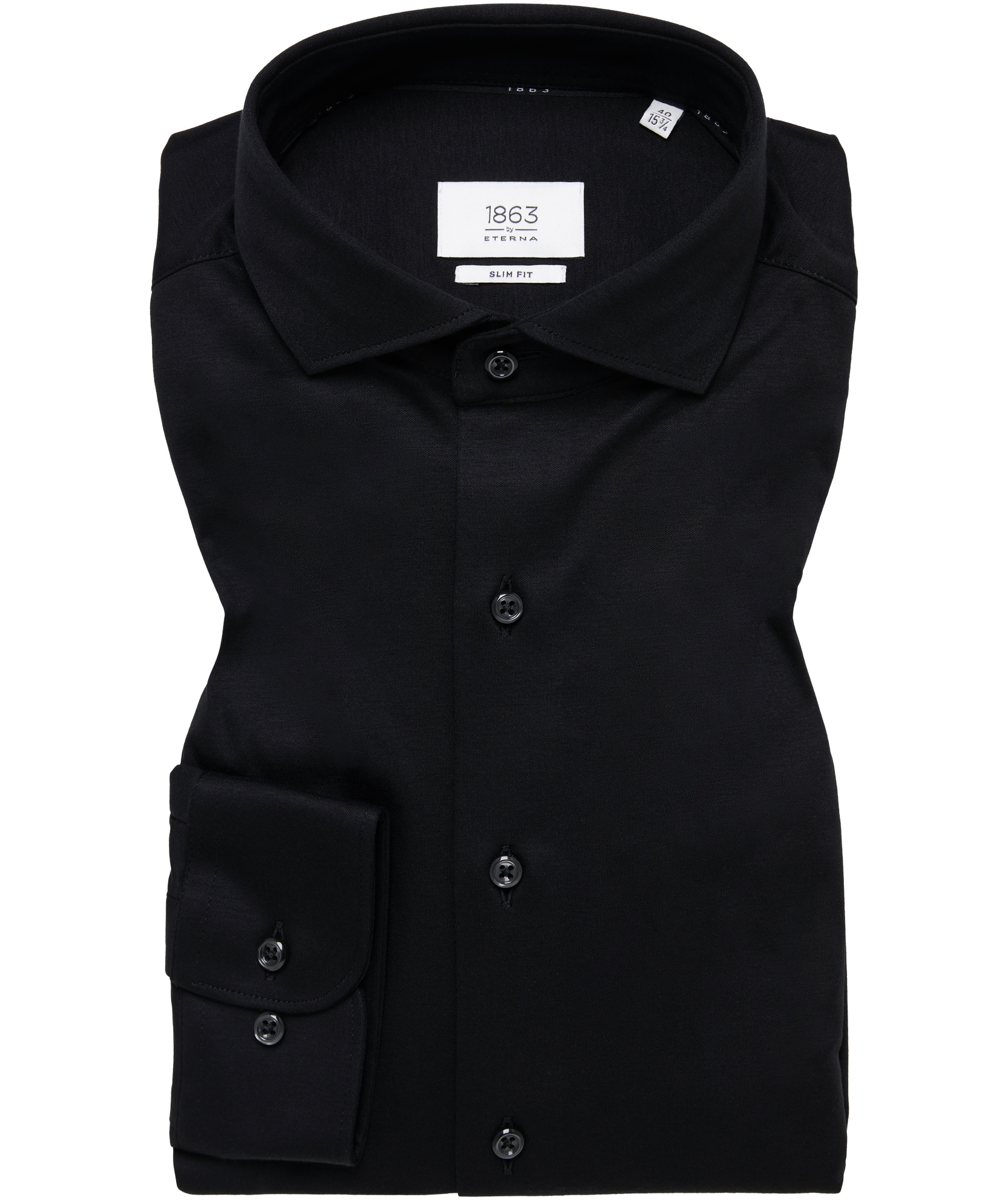 Eterna Soft Tailoring Jersey Slim fit shirt, Black, large image number 4