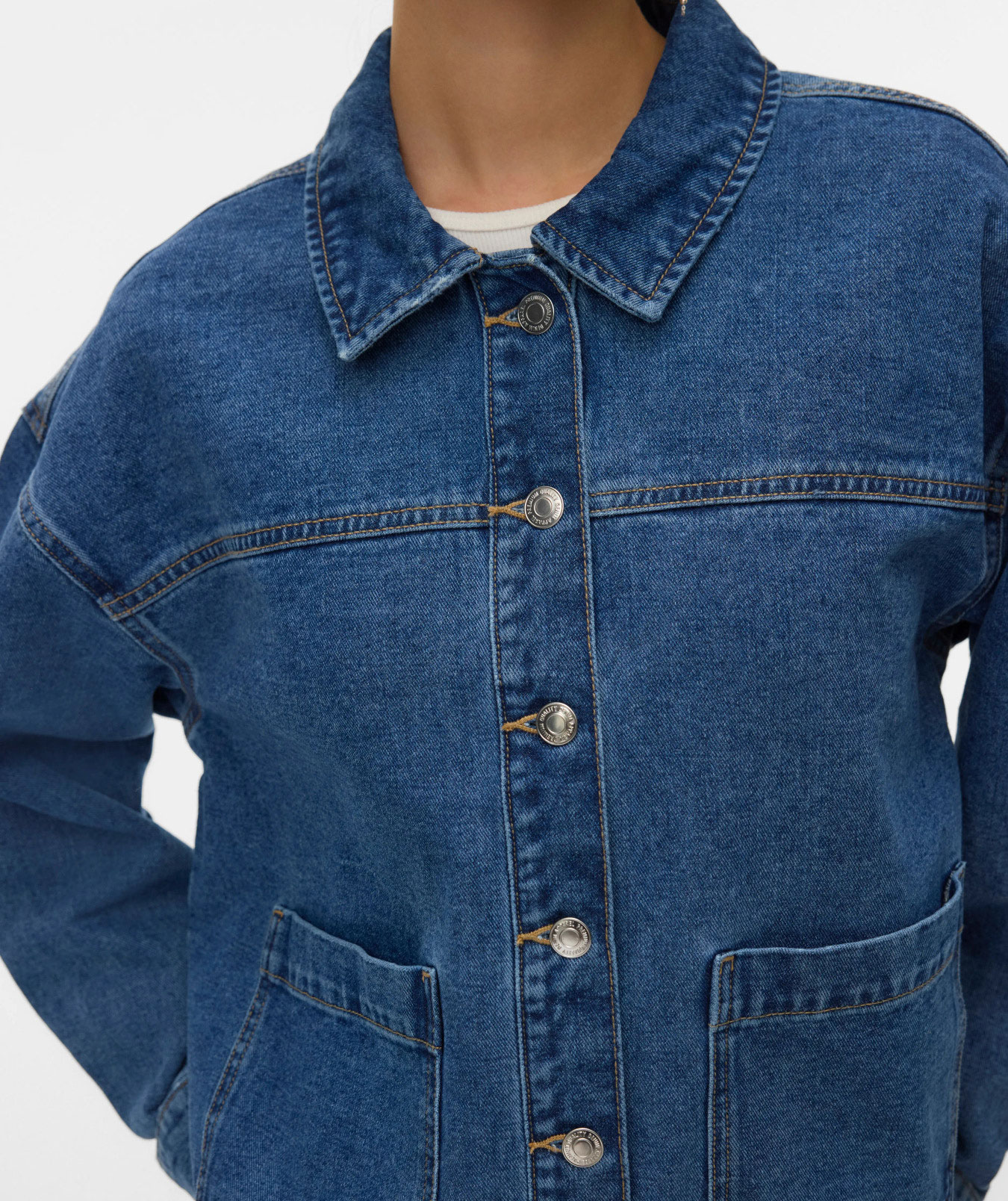 Vero Moda VMJAMIE Denim skjortejakke, Medium Blue Denim, large image number 5