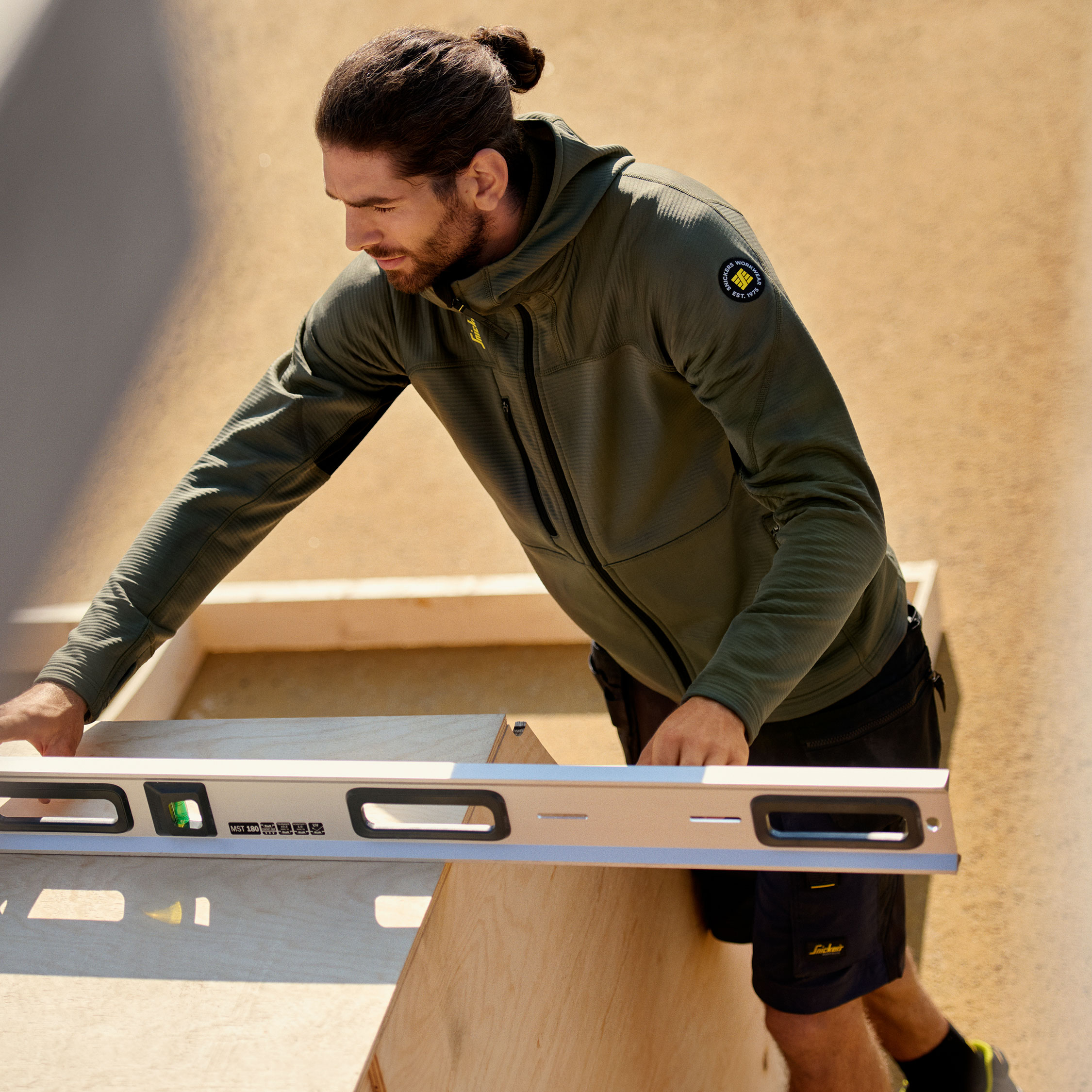 Snickers Body Mapping fleece h&aelig;ttetr&oslash;je med lynl&aring;s 9420, Khaki Green/Black, large image number 7