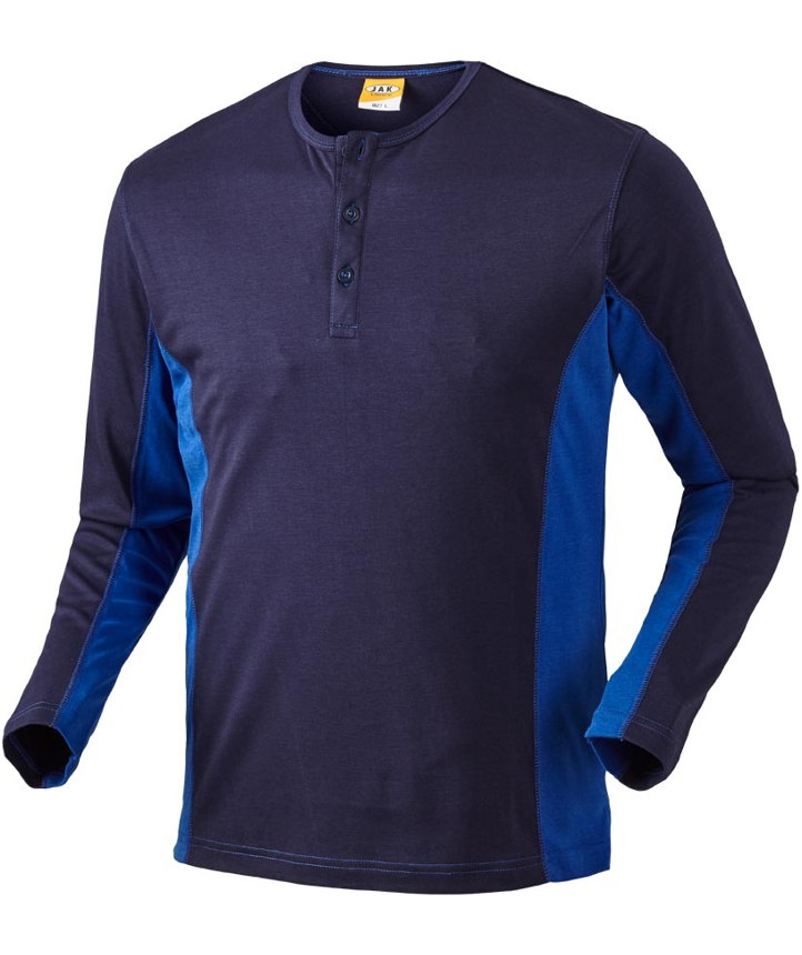 J.A.K. Basic long-sleeved Grandad T-shirt 1627, Marine/Royal Blue