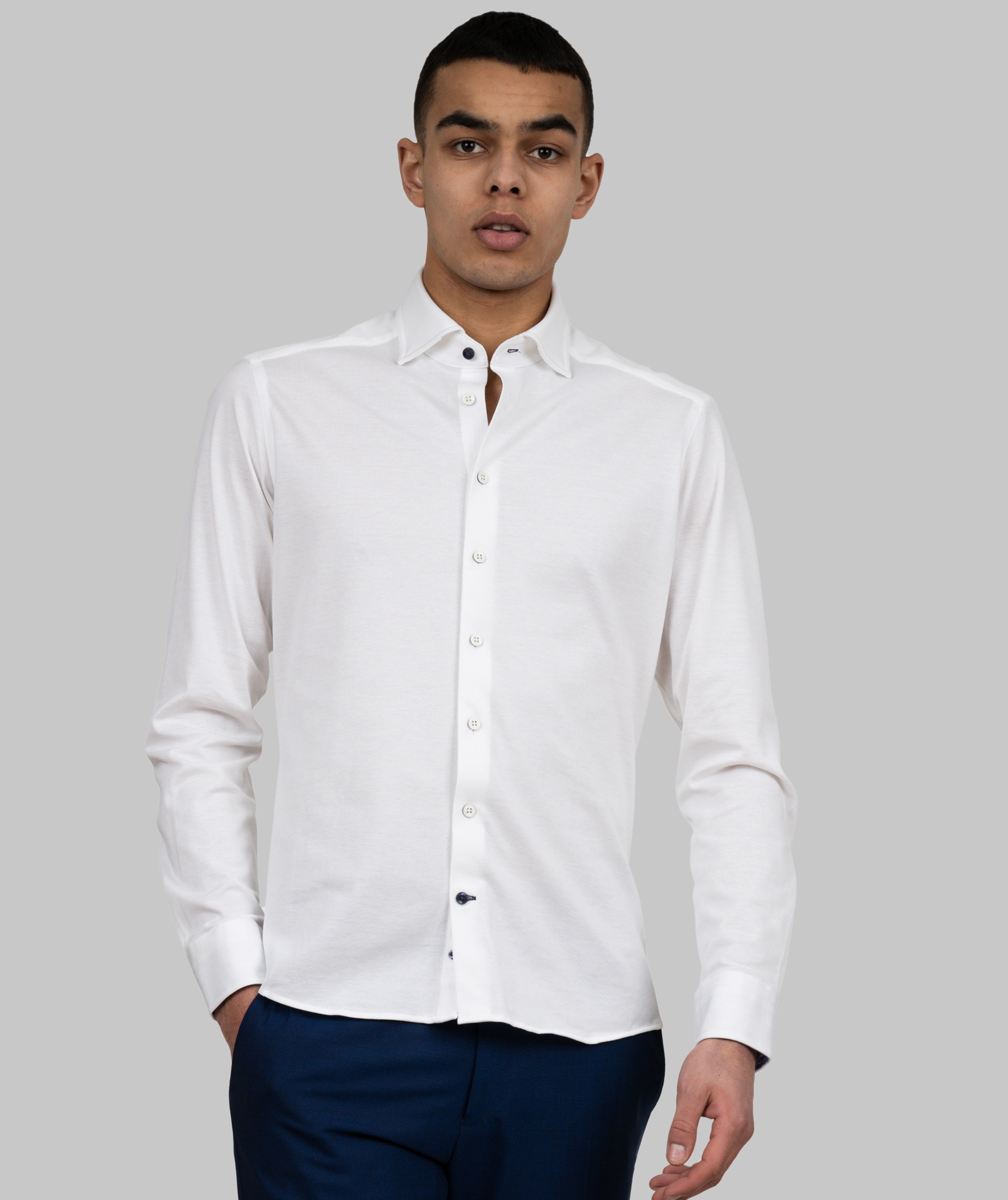 J. Harvest & Frost Indigo Bow 34 slim fit skjorte, Hvit