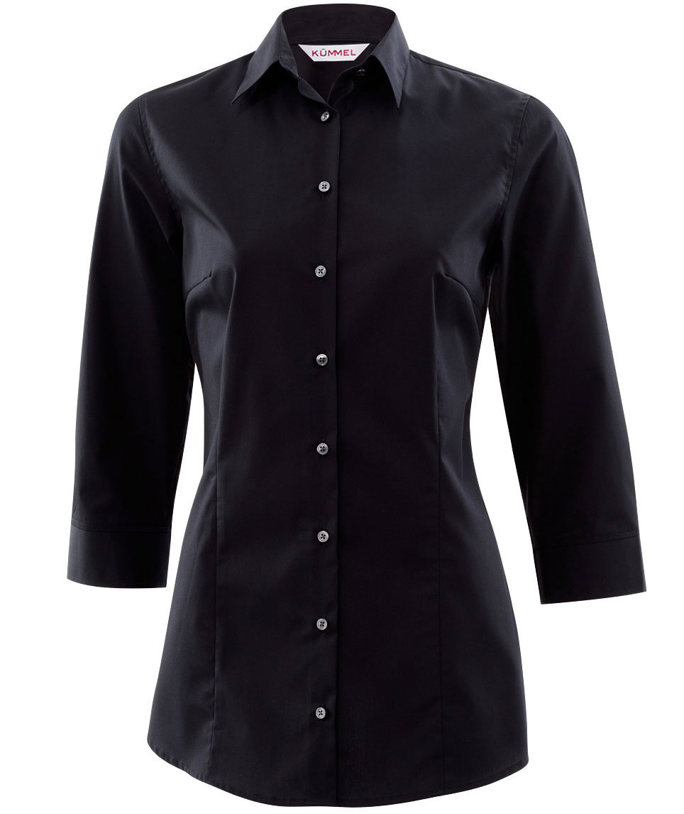 K&uuml;mmel Frankfurt slim fit skjorta dam med 3/4-&auml;rm, Svart