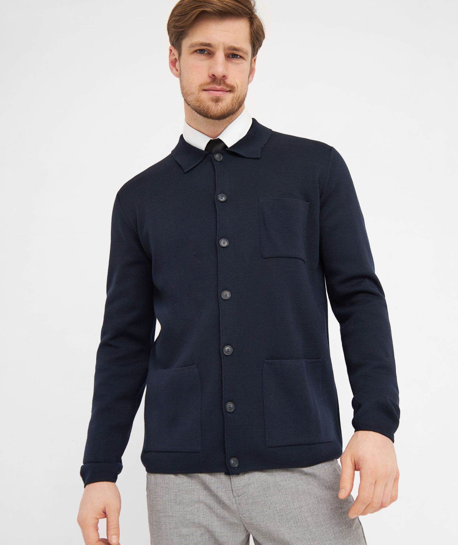 Clipper Manchester cardigan med knapper, Dark navy