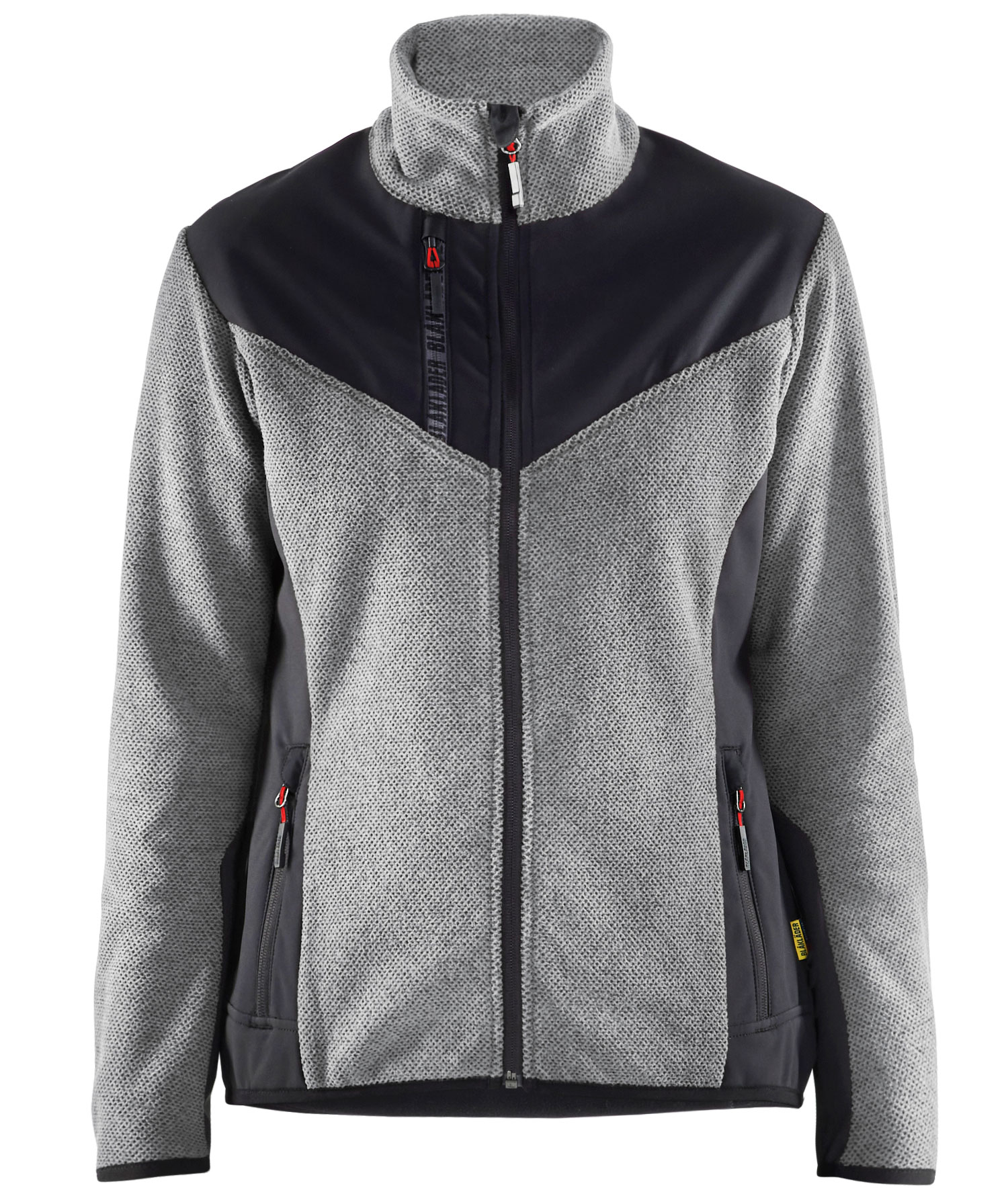 Bl&aring;kl&auml;der stickadjacka med softshell dam, Gr&aring; fl&auml;ckig/svart