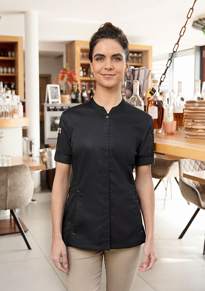 Karlowsky Green-Generation short sleeved chefs jacket, Black, large image number 1